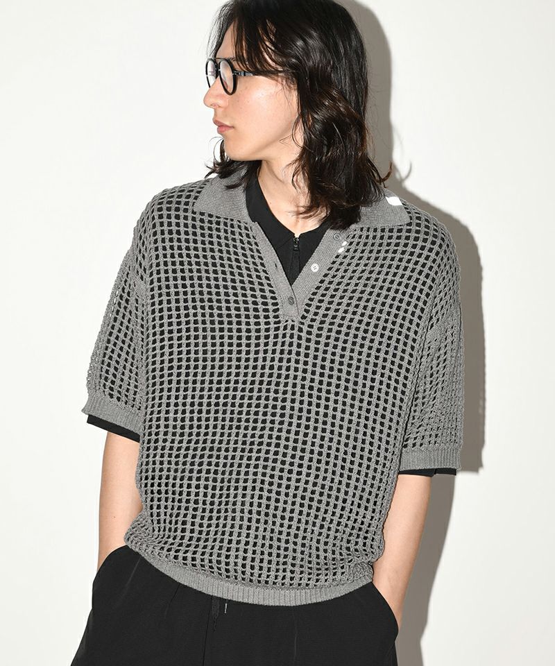 30%OFF【SUPERTHANKS(スーパーサンクス)】Mesh knit polo shirt