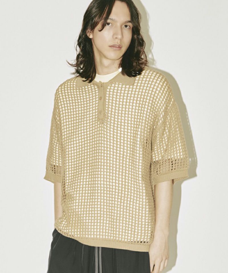 6(ROKU) MESH SHIRT KNIT/ニット　メッシュニットポロ 6（ロク）の「＜6(ROKU)＞MESH SHIRT KNIT/ニット（ニット/セーター