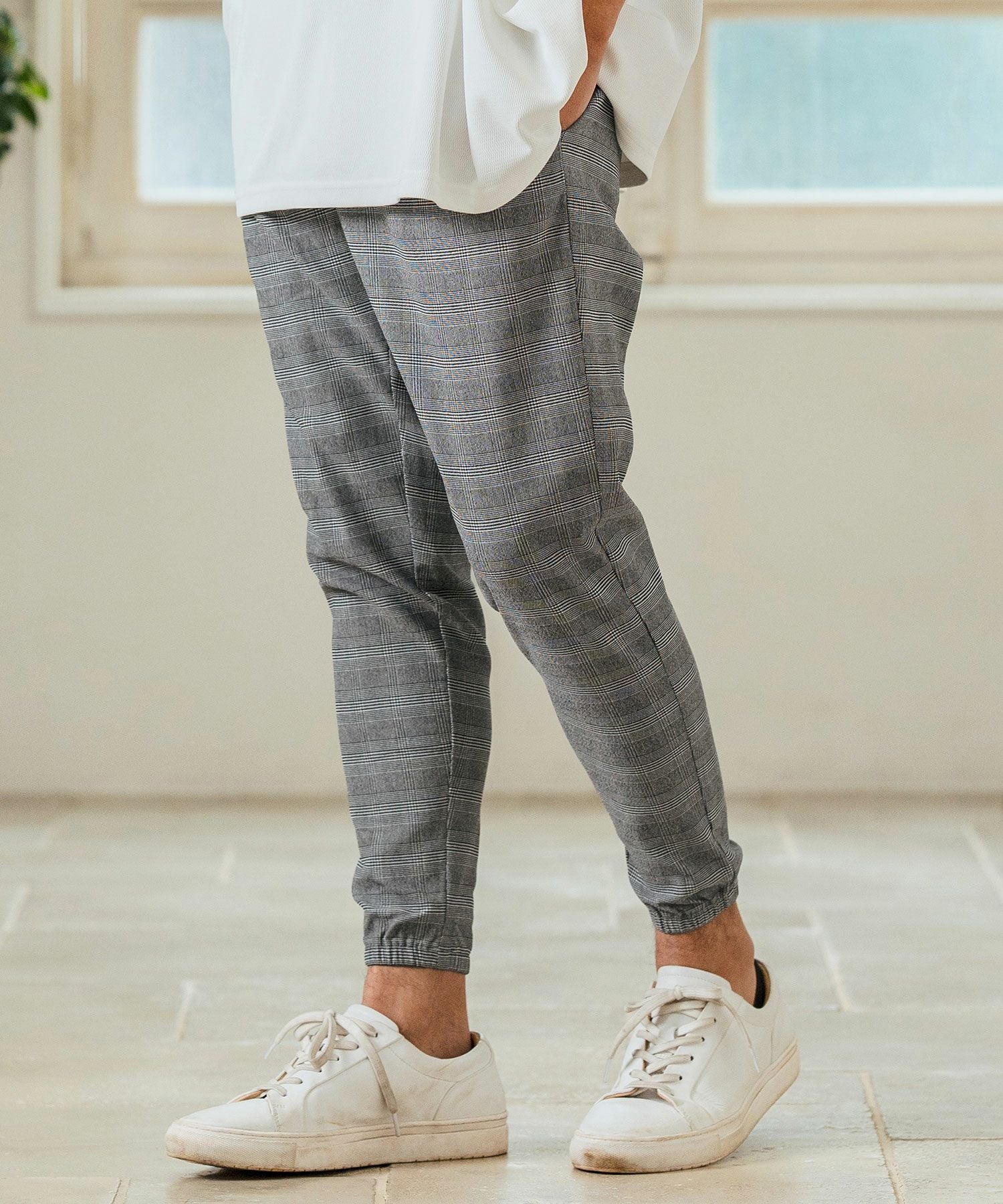Magine(マージン)】Stretch Check Fabric Tapered Pants チェック柄