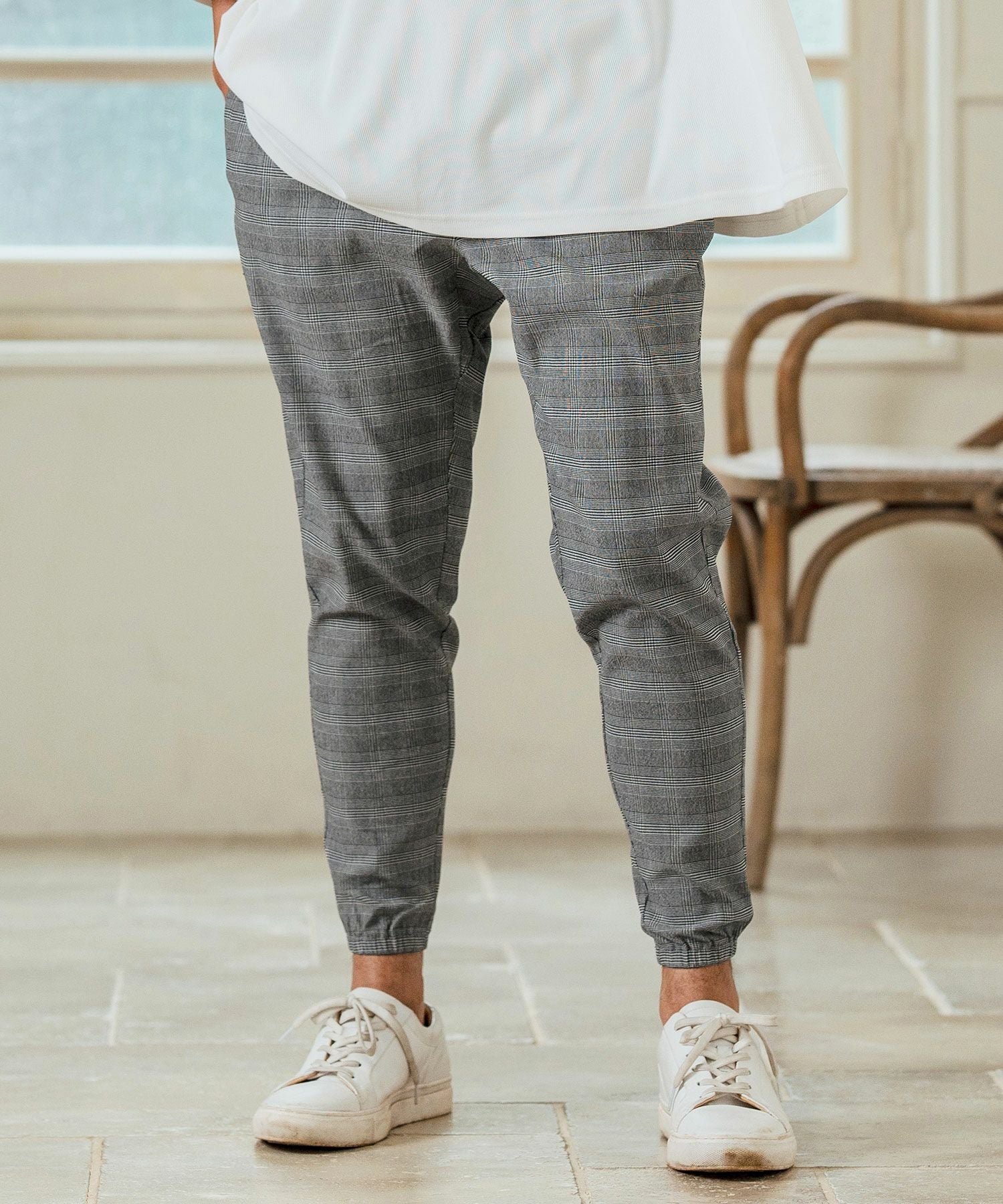 Magine(マージン)】Stretch Check Fabric Tapered Pants チェック柄