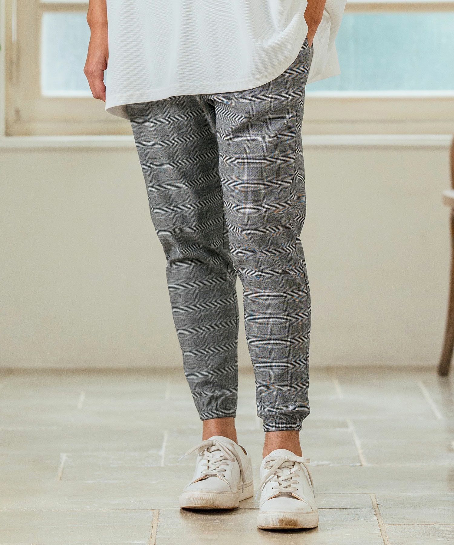Magine(マージン)】Stretch Check Fabric Tapered Pants チェック柄