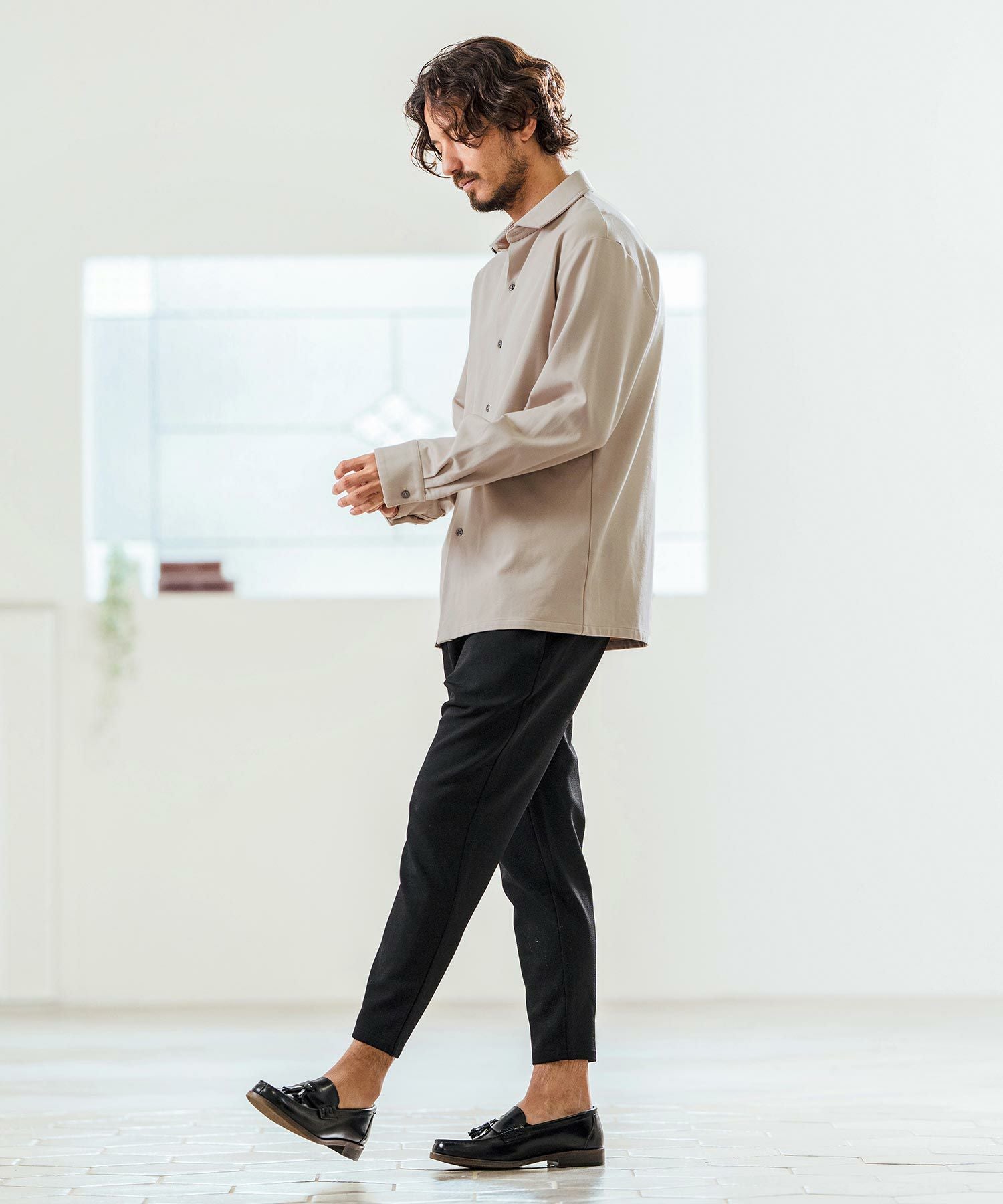 Magine(マージン)】Tricot Twill 3-4 Sleeve Shirts スッキパーカラー