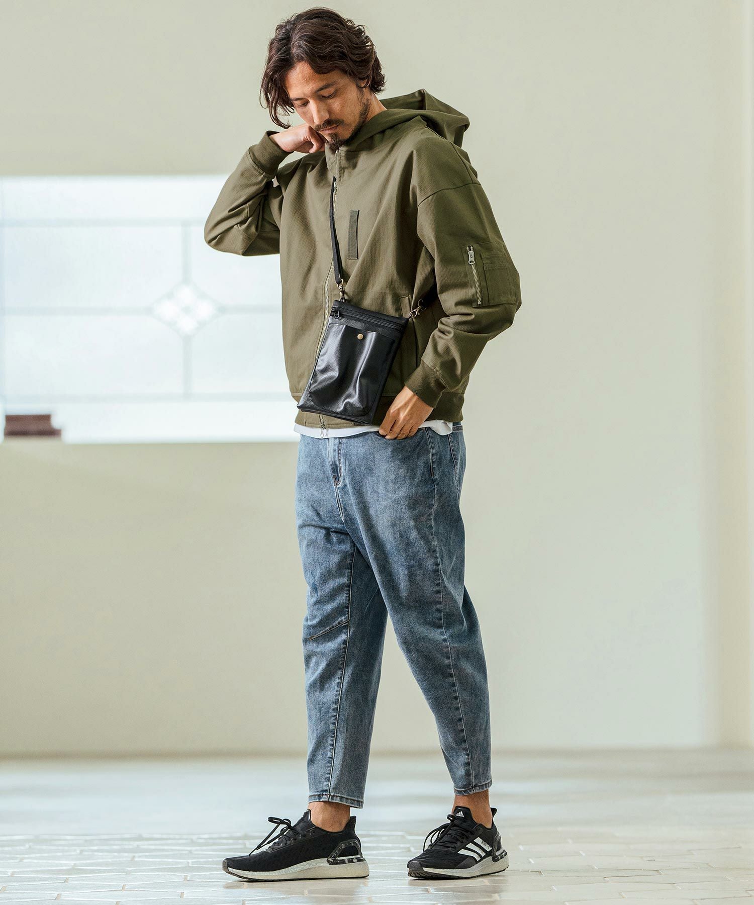 Magine(マージン)】Cotton Jacquard Stretch Fabric Hooded Blouson