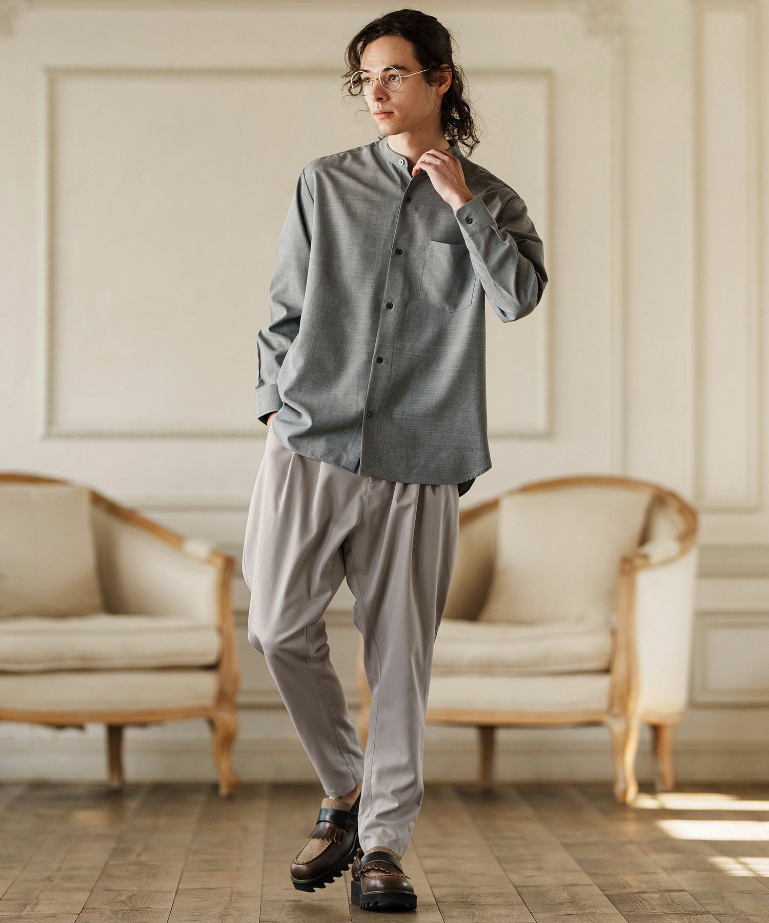 CAMBIO カンビオ　ストレッチ　サルエルパンツ　ドローストリング　レーヨン混 CAMBIO(カンビオ)】Two Tuck Sarrouel Slacks サルエルパンツ