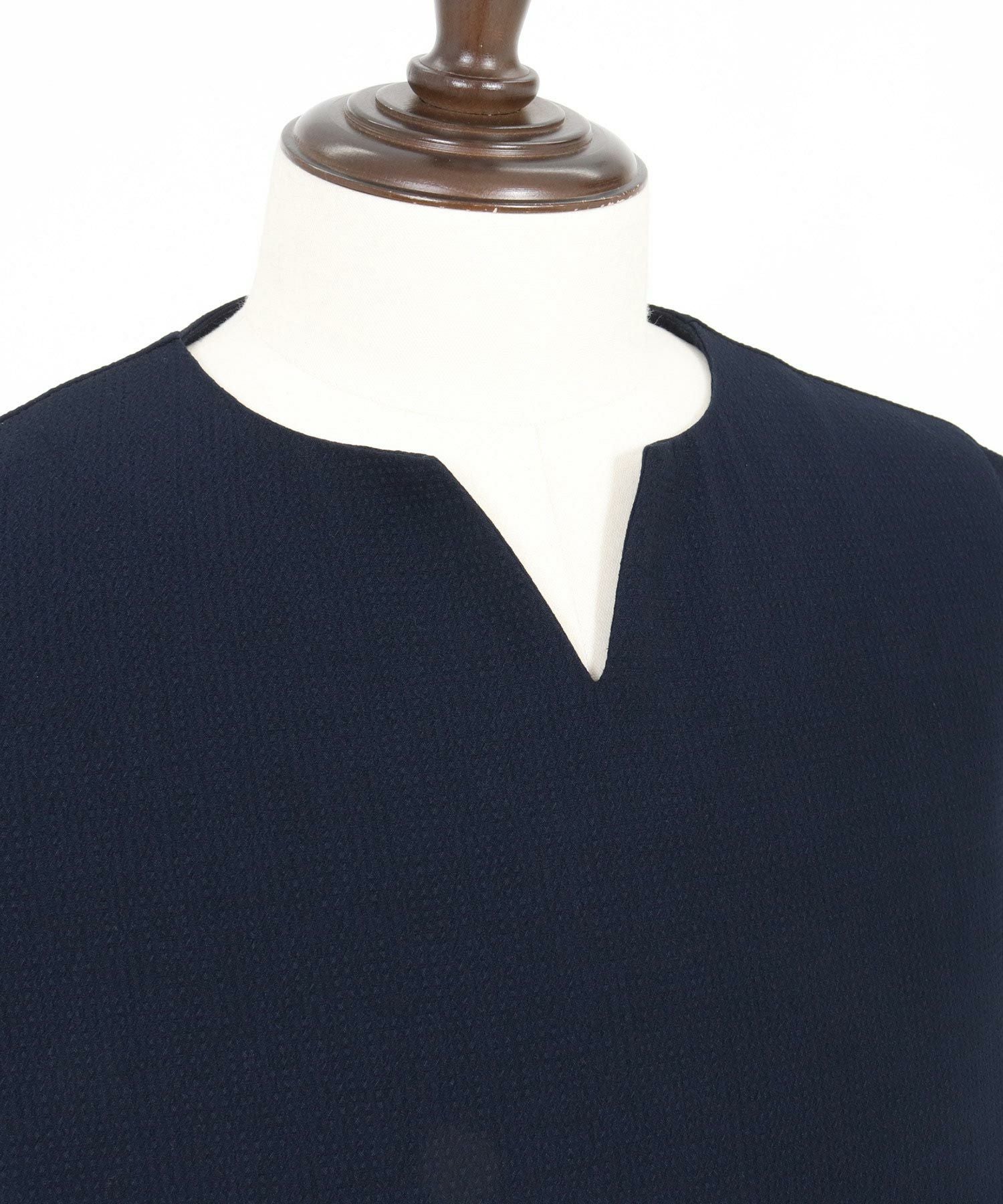 CAMBIO(カンビオ)】Stretch Seersucker Key Neck Short Sleeve