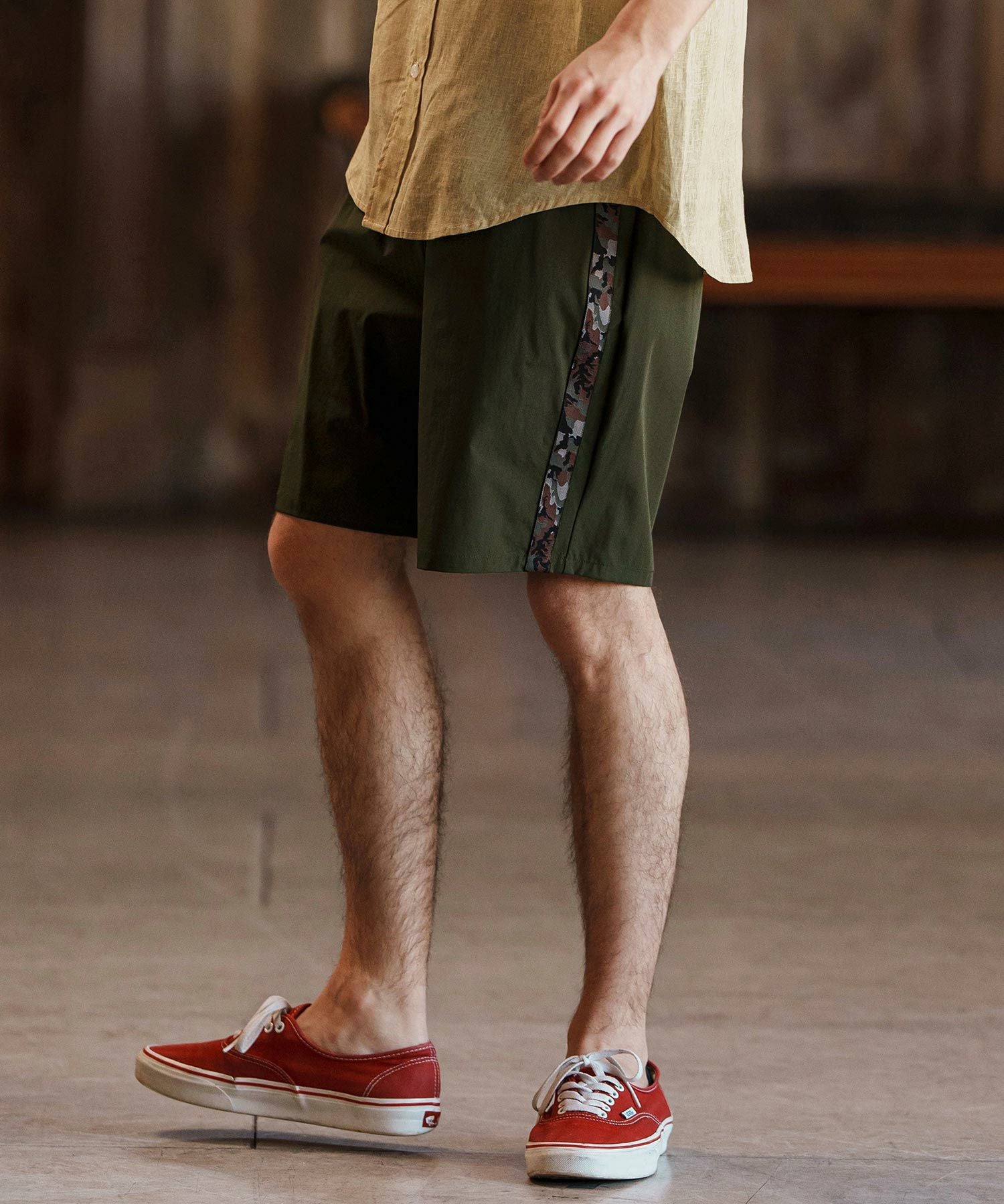 50%OFF【CAMBIO(カンビオ)】Camouflage Line Tape Nylon Short Pants