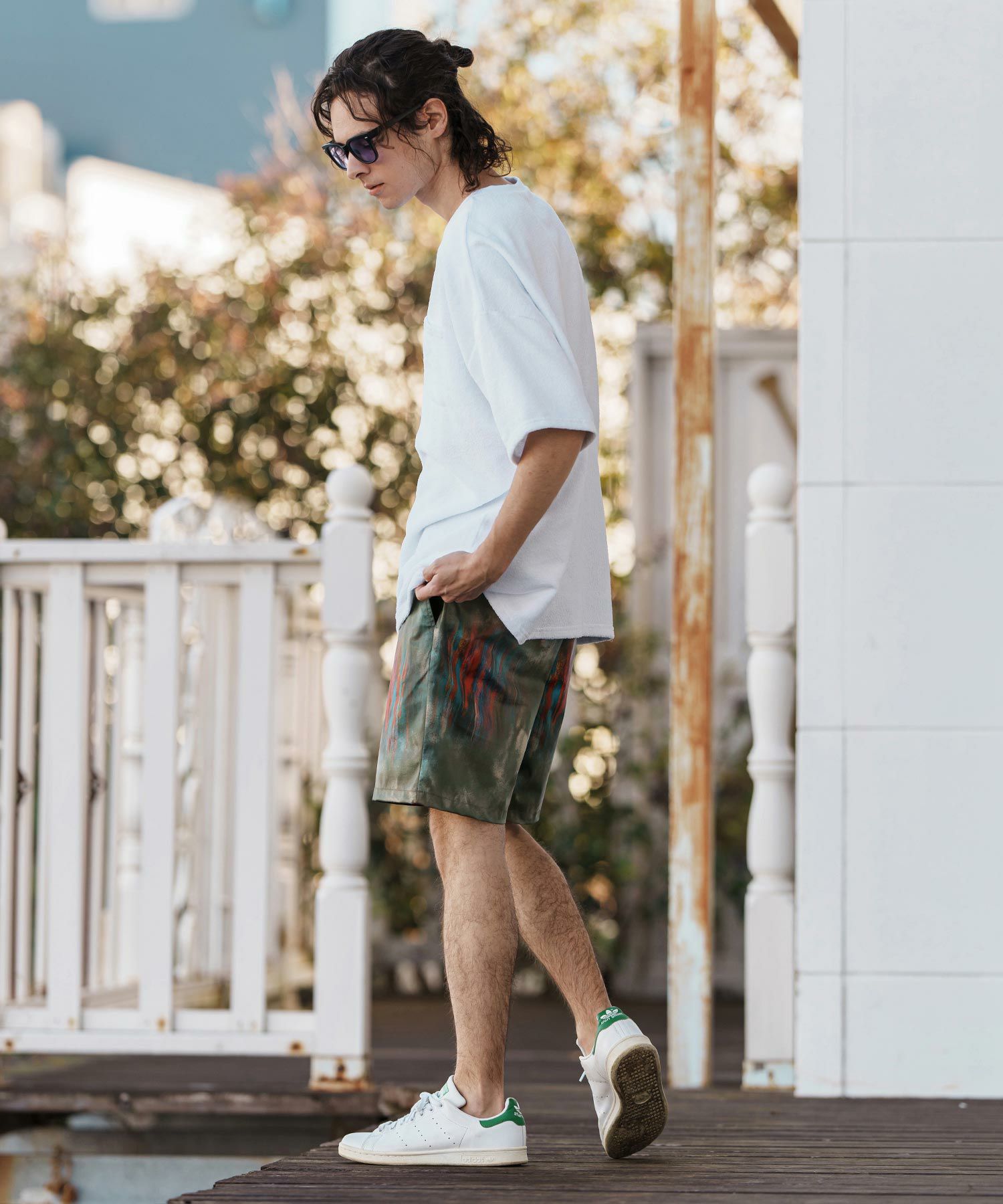 CAMBIO(カンビオ)】Coating Like Graphic short Pants ショートパンツ