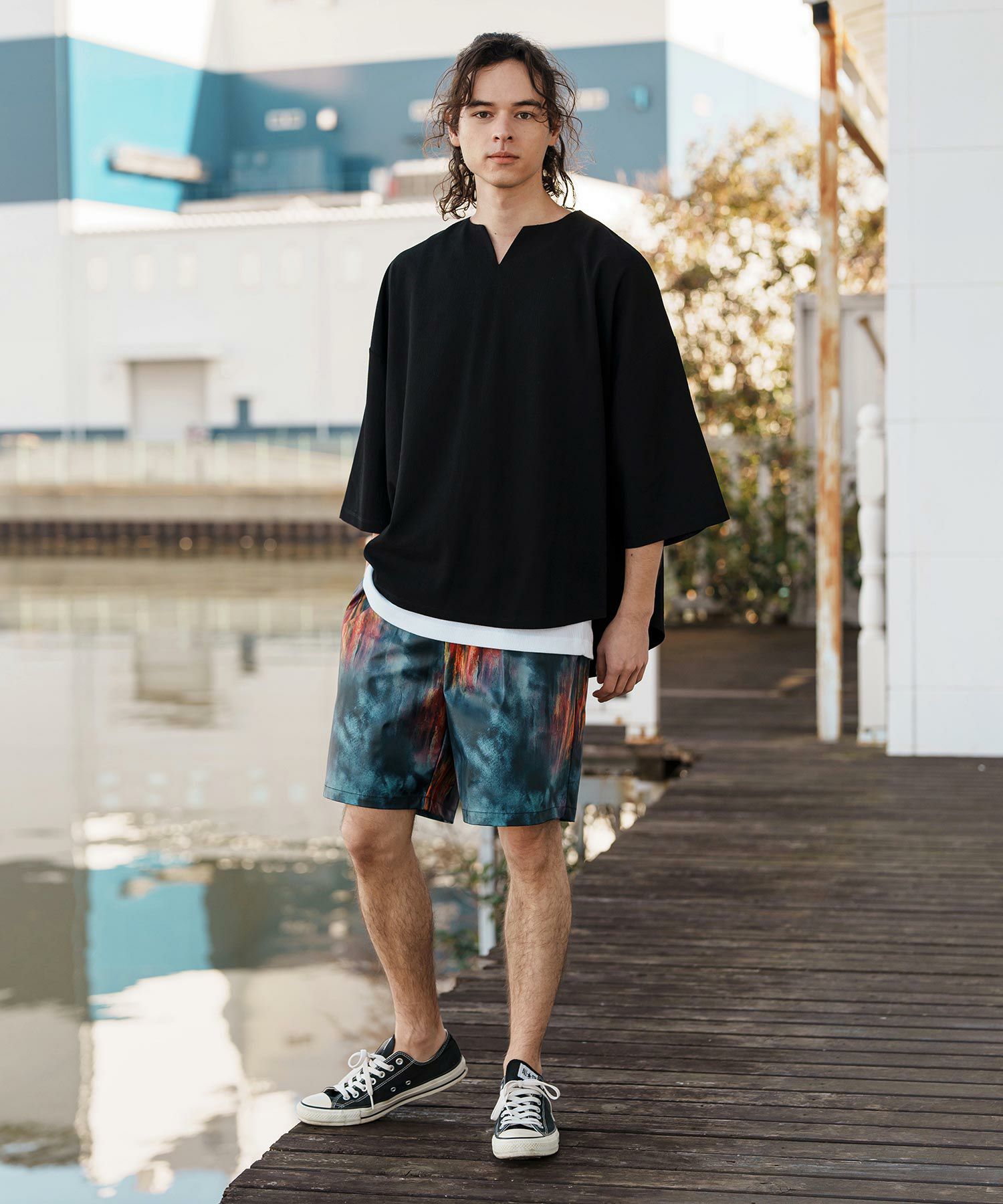 50%OFF【CAMBIO(カンビオ)】Coating Like Graphic short Pants