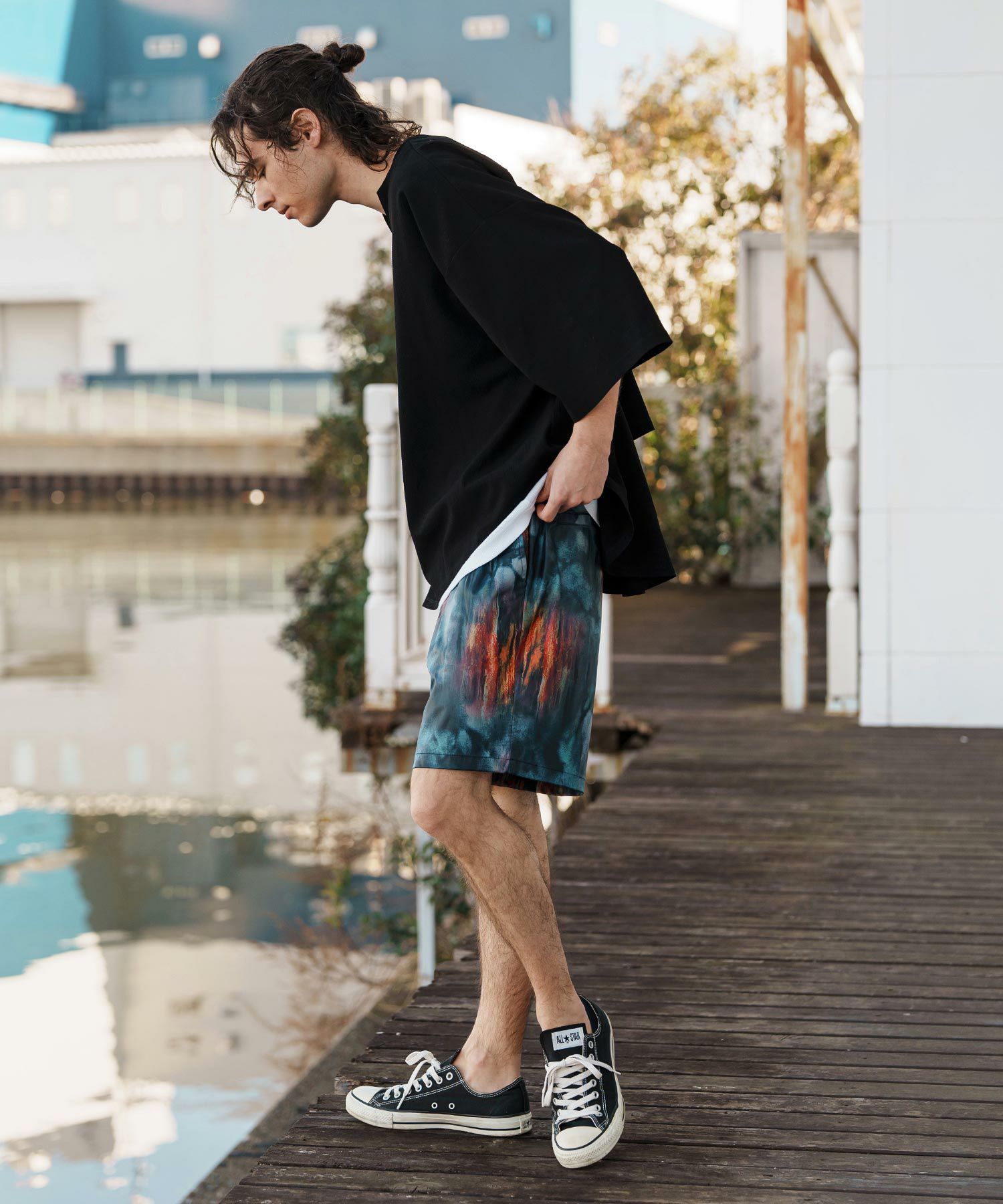 CAMBIO(カンビオ)】Coating Like Graphic short Pants ショートパンツ