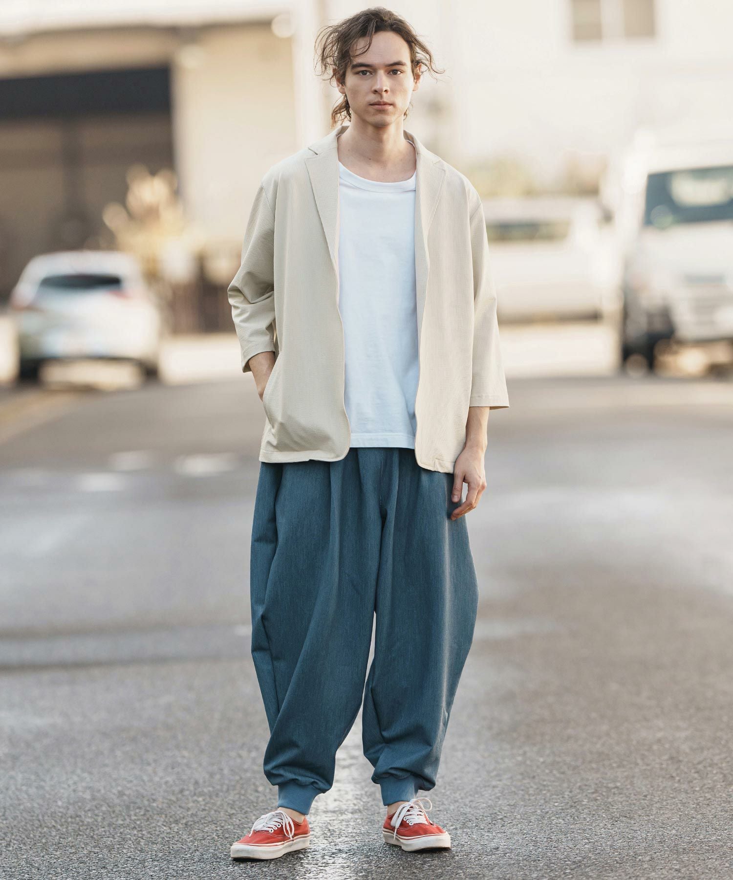 30%OFF【CAMBIO(カンビオ)】サッカーニット7分袖テーラーカーディガン