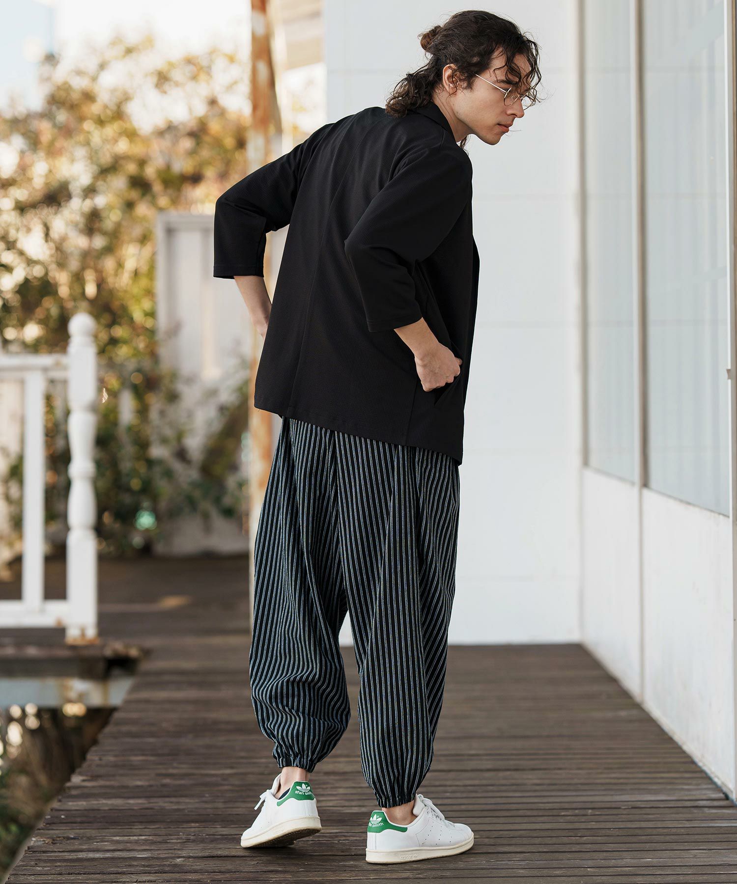 30%OFF【CAMBIO(カンビオ)】サッカーニット7分袖テーラーカーディガン
