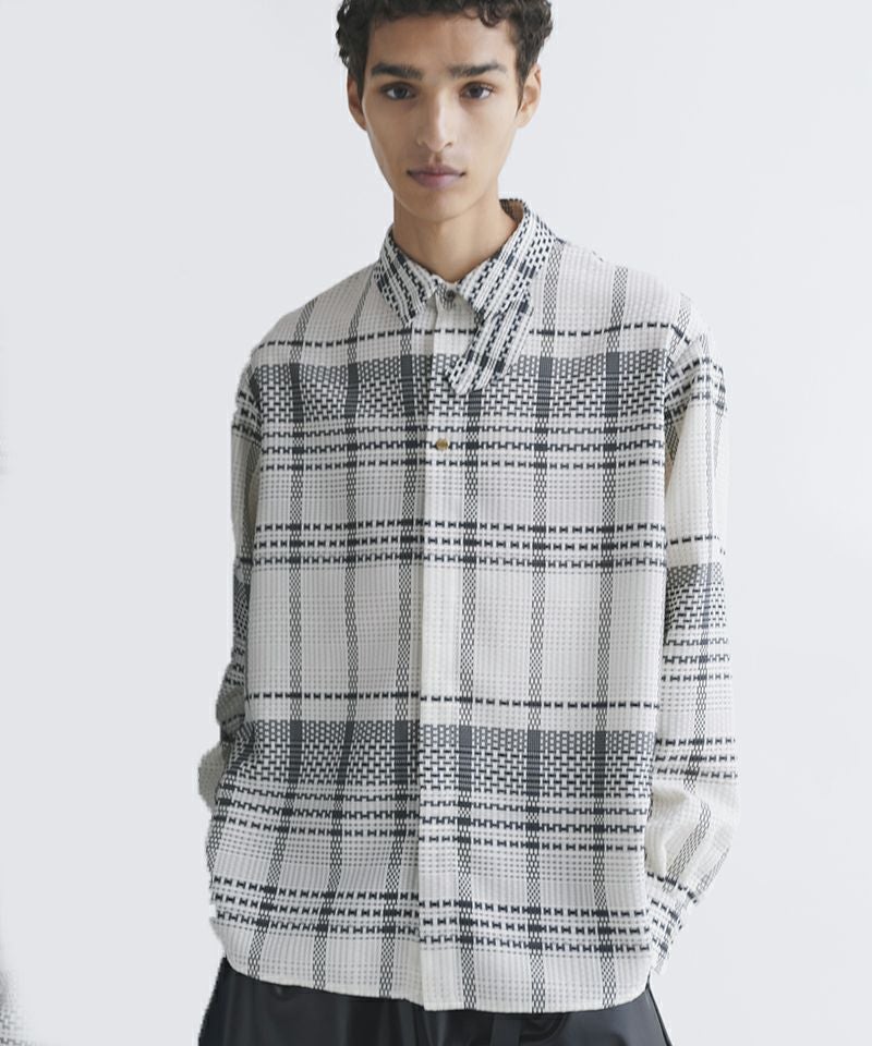 50%OFF【CULLNI(クルニ)】Sheer Tile Check Chin Tab Shirt シャツ(25