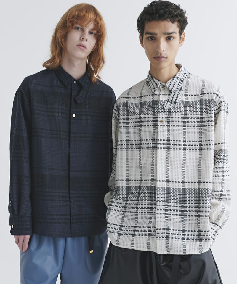 50%OFF【CULLNI(クルニ)】Sheer Tile Check Chin Tab Shirt シャツ(25