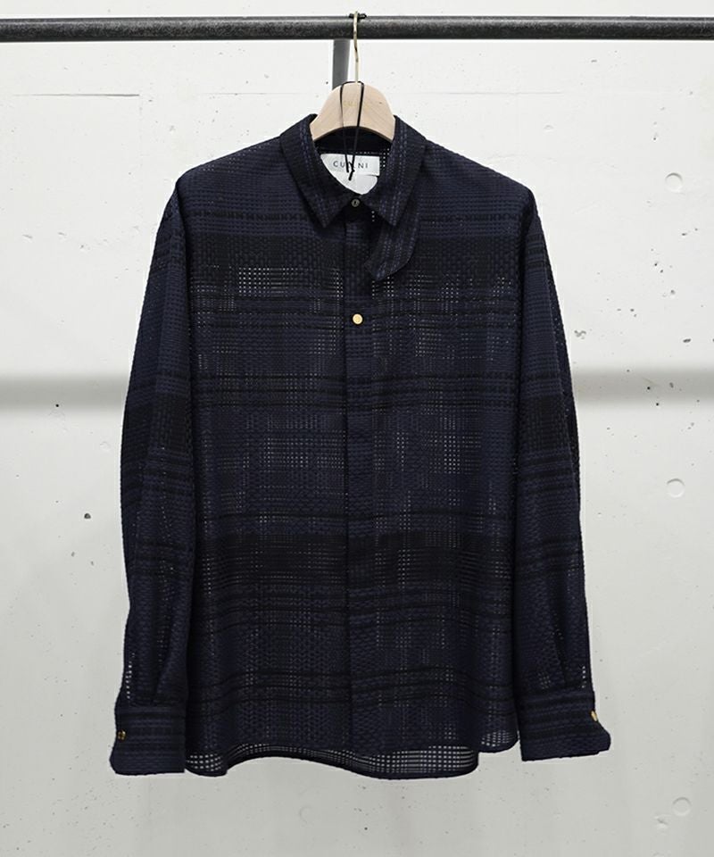 50%OFF【CULLNI(クルニ)】Sheer Tile Check Chin Tab Shirt シャツ(25 50%OFF【CULLNI(クルニ)】Sheer Tile Check Chin Tab Shirt シャツ(25