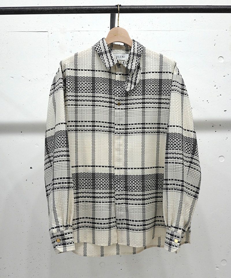 50%OFF【CULLNI(クルニ)】Sheer Tile Check Chin Tab Shirt シャツ(25