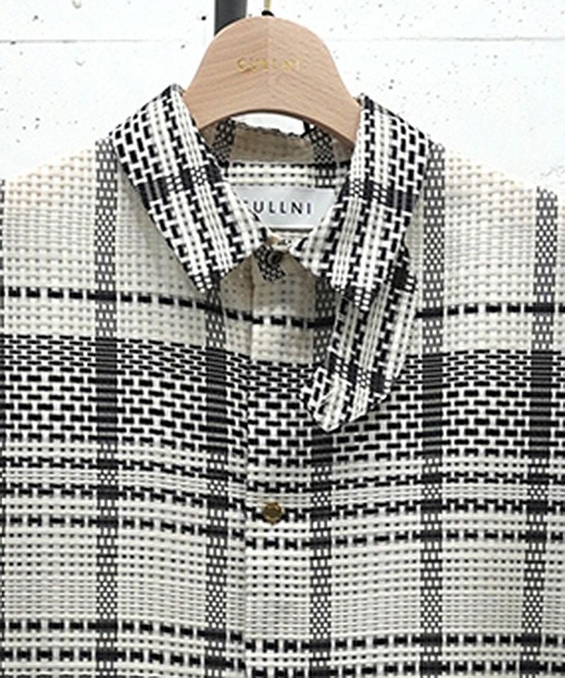 50%OFF【CULLNI(クルニ)】Sheer Tile Check Chin Tab Shirt シャツ(25