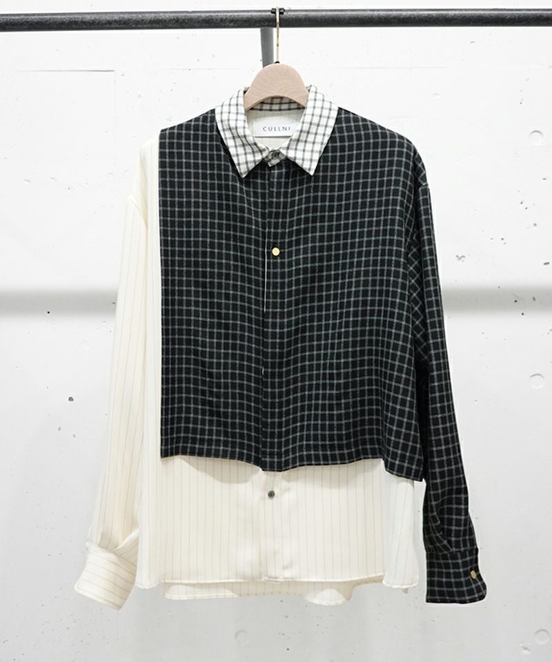 30%OFF【CULLNI(クルニ)】Check Asymmetrical Stripe Long Sleeve