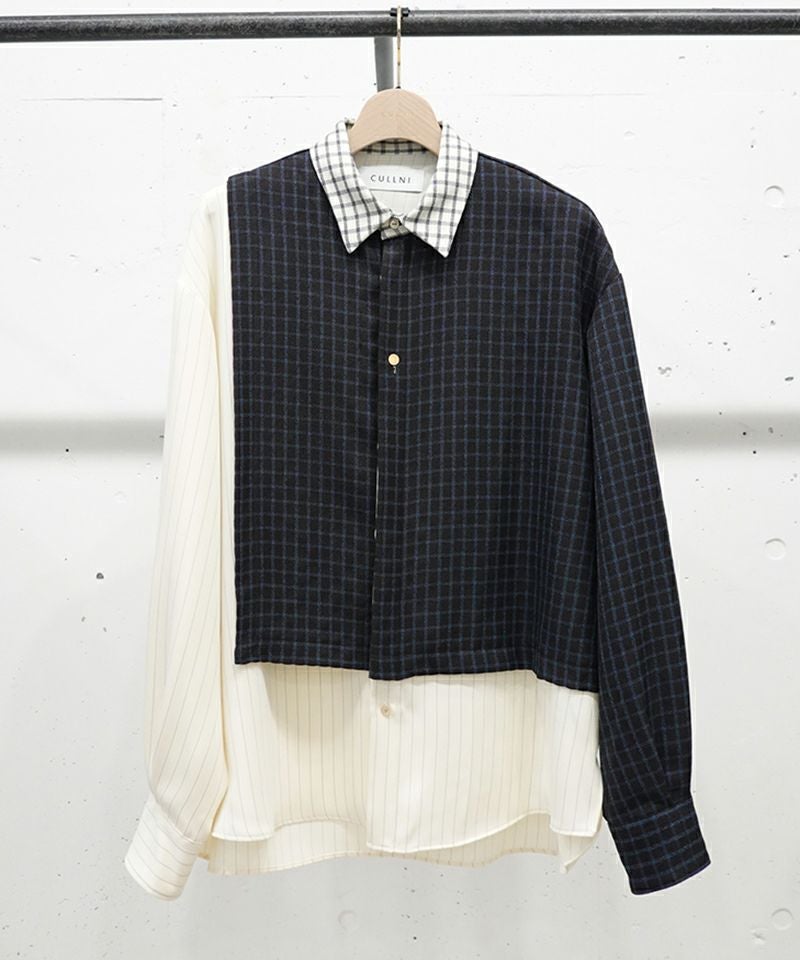 30%OFF【CULLNI(クルニ)】Check Asymmetrical Stripe Long Sleeve