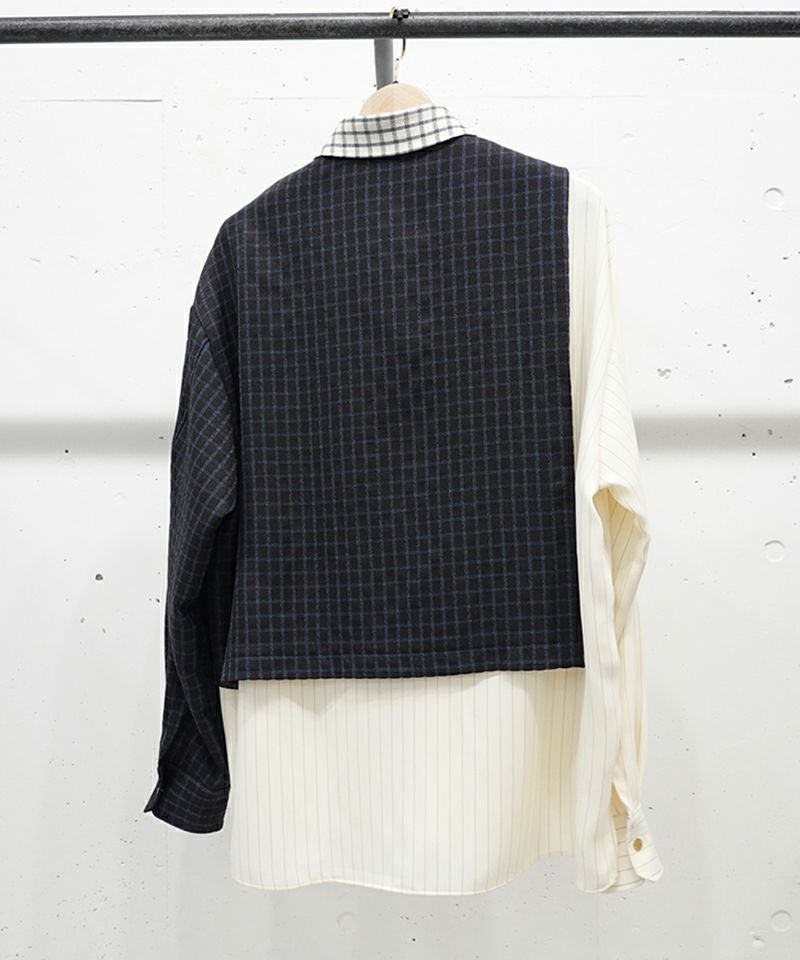 30%OFF【CULLNI(クルニ)】Check Asymmetrical Stripe Long Sleeve