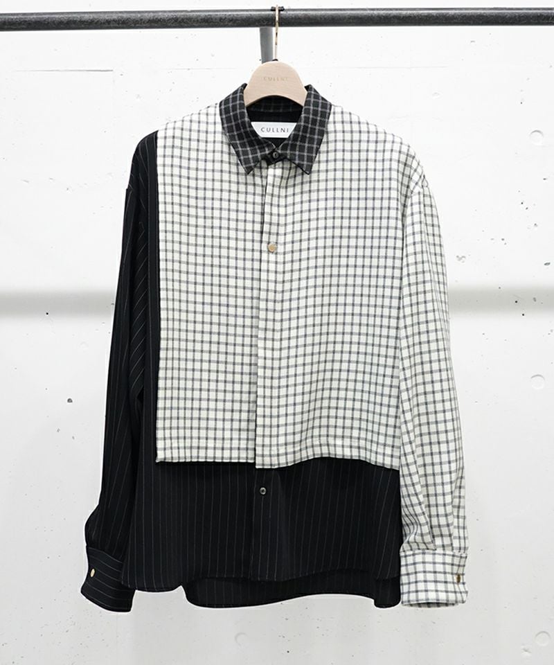 30%OFF【CULLNI(クルニ)】Check Asymmetrical Stripe Long Sleeve
