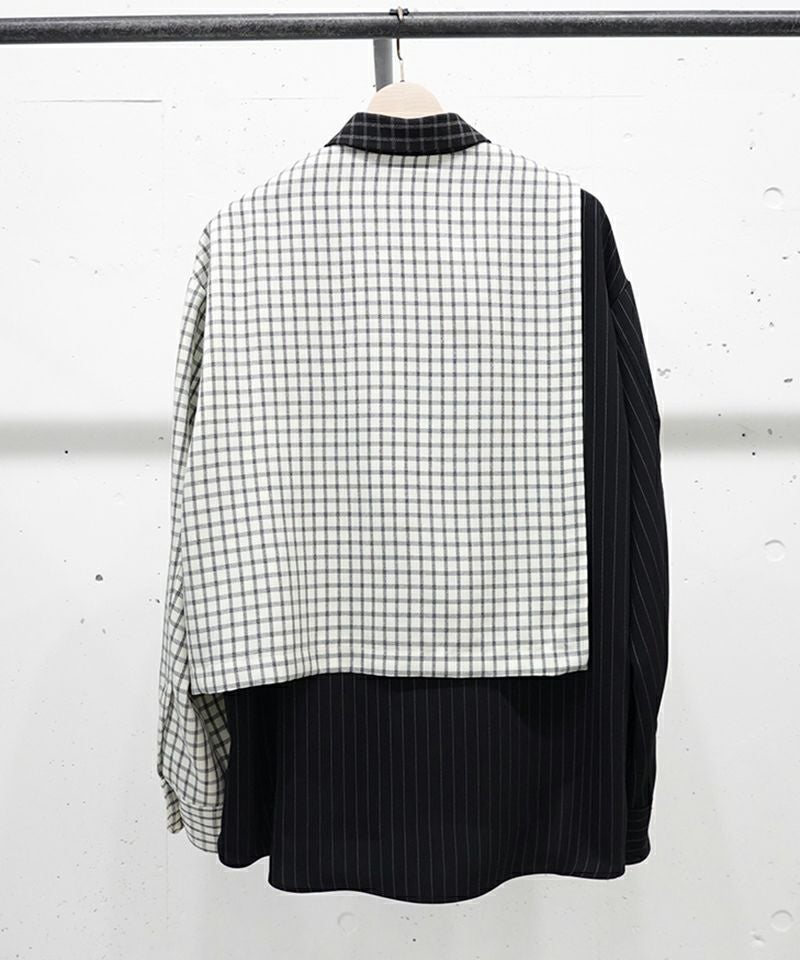 cullni Asymmetrical Stripe Shirt クルニ シャツ 30%OFF【CULLNI(クルニ)】Check Asymmetrical Stripe Long Sleeve