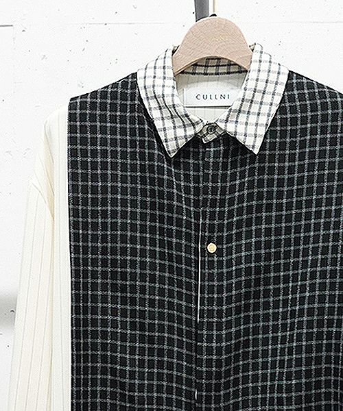 30%OFF【CULLNI(クルニ)】Check Asymmetrical Stripe Long Sleeve