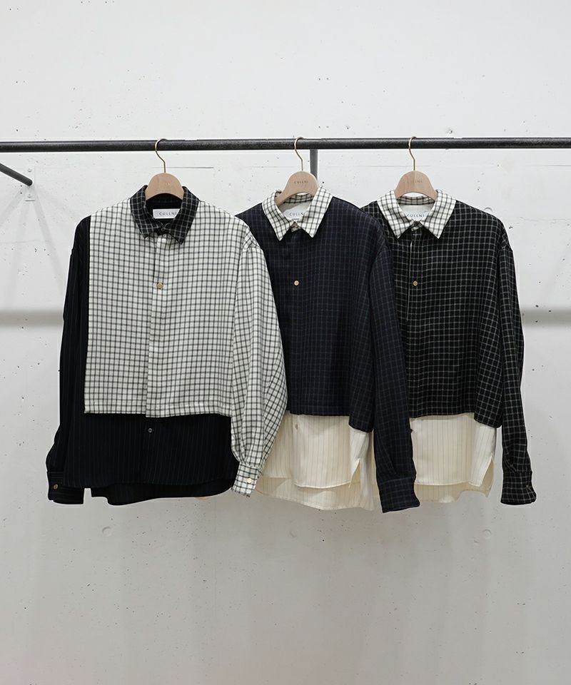 30%OFF【CULLNI(クルニ)】Check Asymmetrical Stripe Long Sleeve