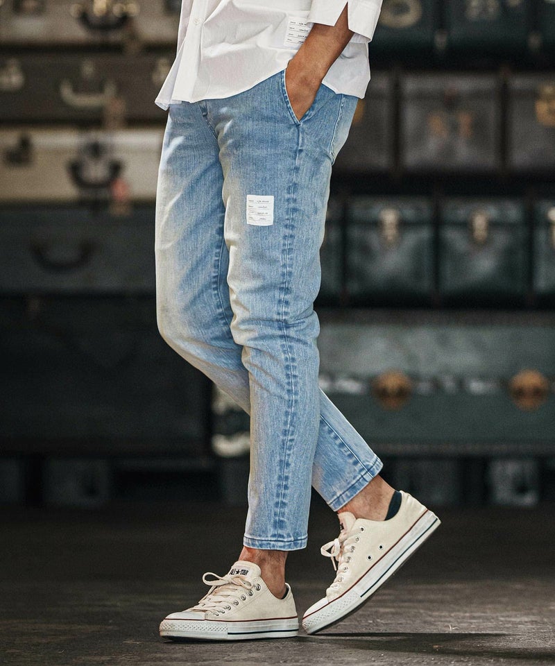 wjk reluxe】tight knit denim tapered easy pants デニムイージー 
