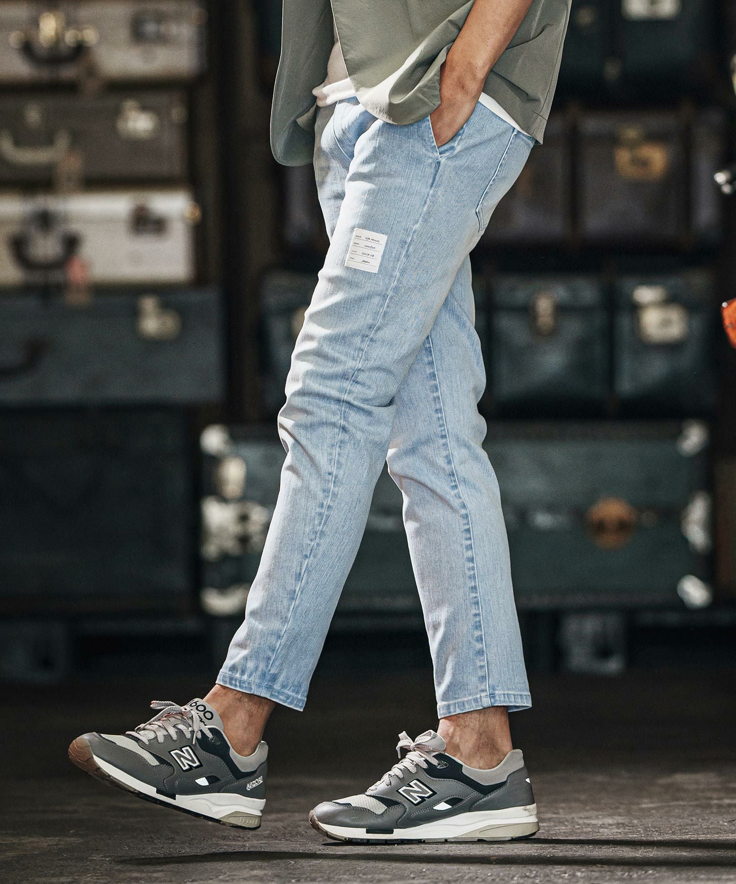 wjk reluxe】tight knit denim tapered easy pants デニムイージー