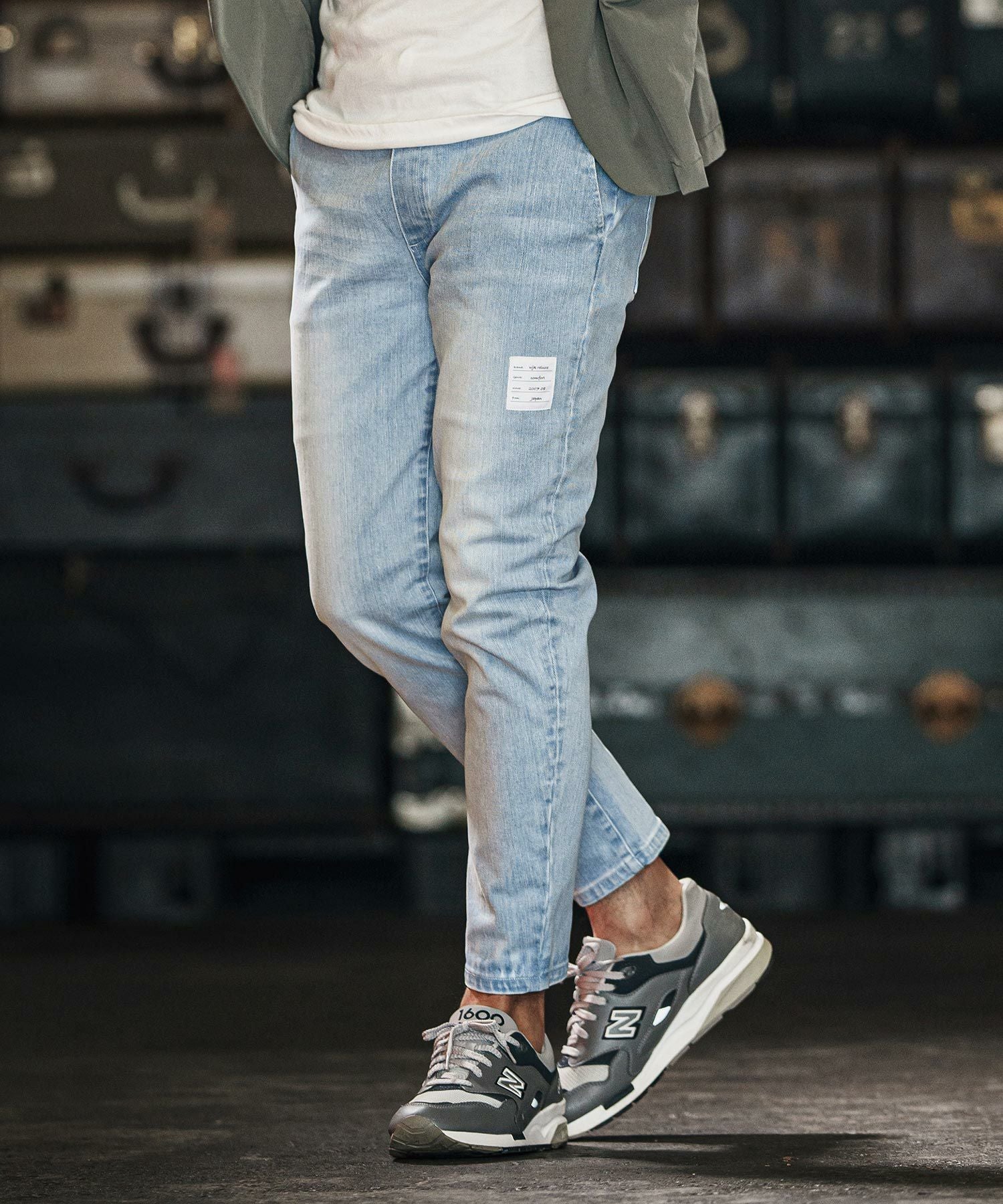 wjk reluxe】tight knit denim tapered easy pants デニムイージー