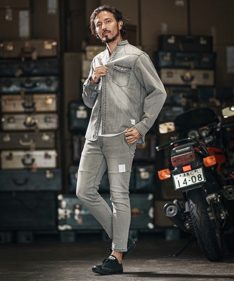 wjk reluxe】tight knit denim tapered easy pants デニムイージー 