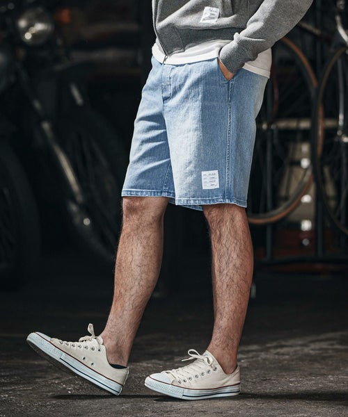 wjk reluxe】tight knit denim easy shorts デニムイージーショーツ 