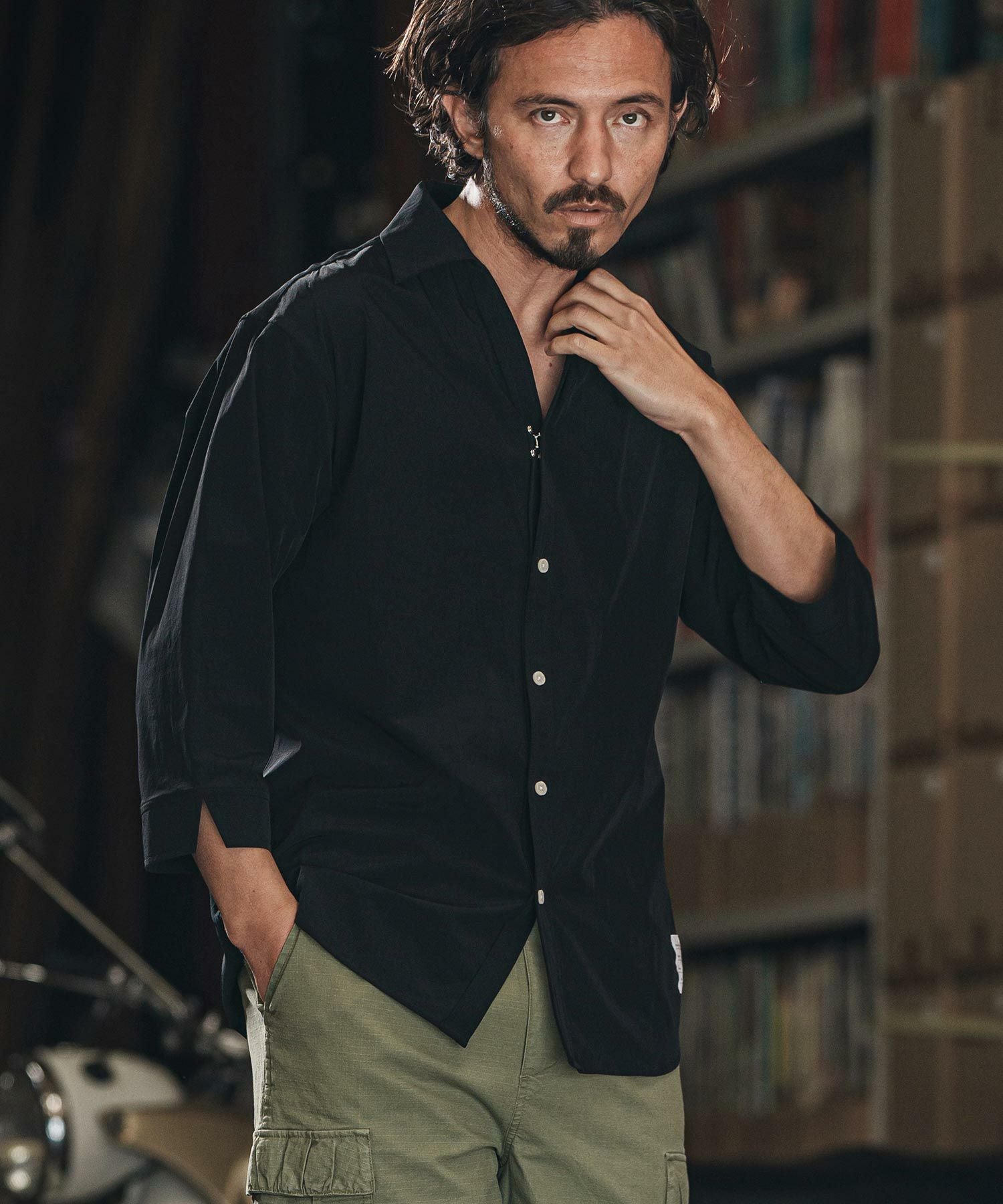 wjk reluxe】cool stretch hook 3-4 sleeve shirts 7分袖シャツ(WR25S