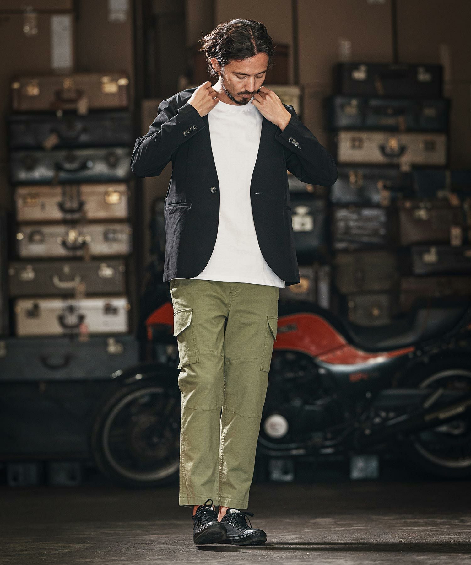 30%OFF【wjk reluxe】cool stretch collarless jacket ノーカラー