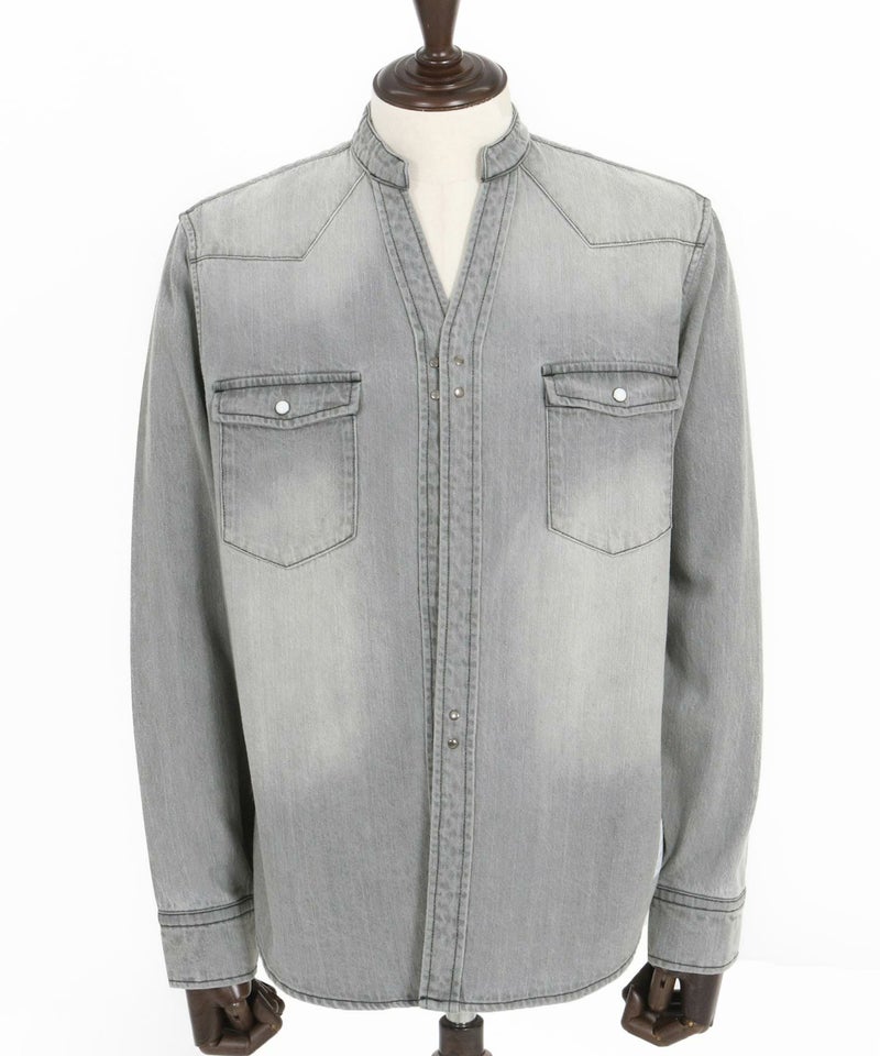 30%OFF【wjk reluxe】tight knit denim no collar western shirt ノー 