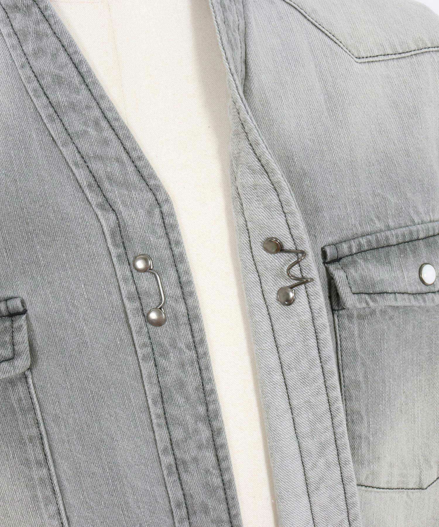 50%OFF【wjk reluxe】tight knit denim no collar western shirt ノー