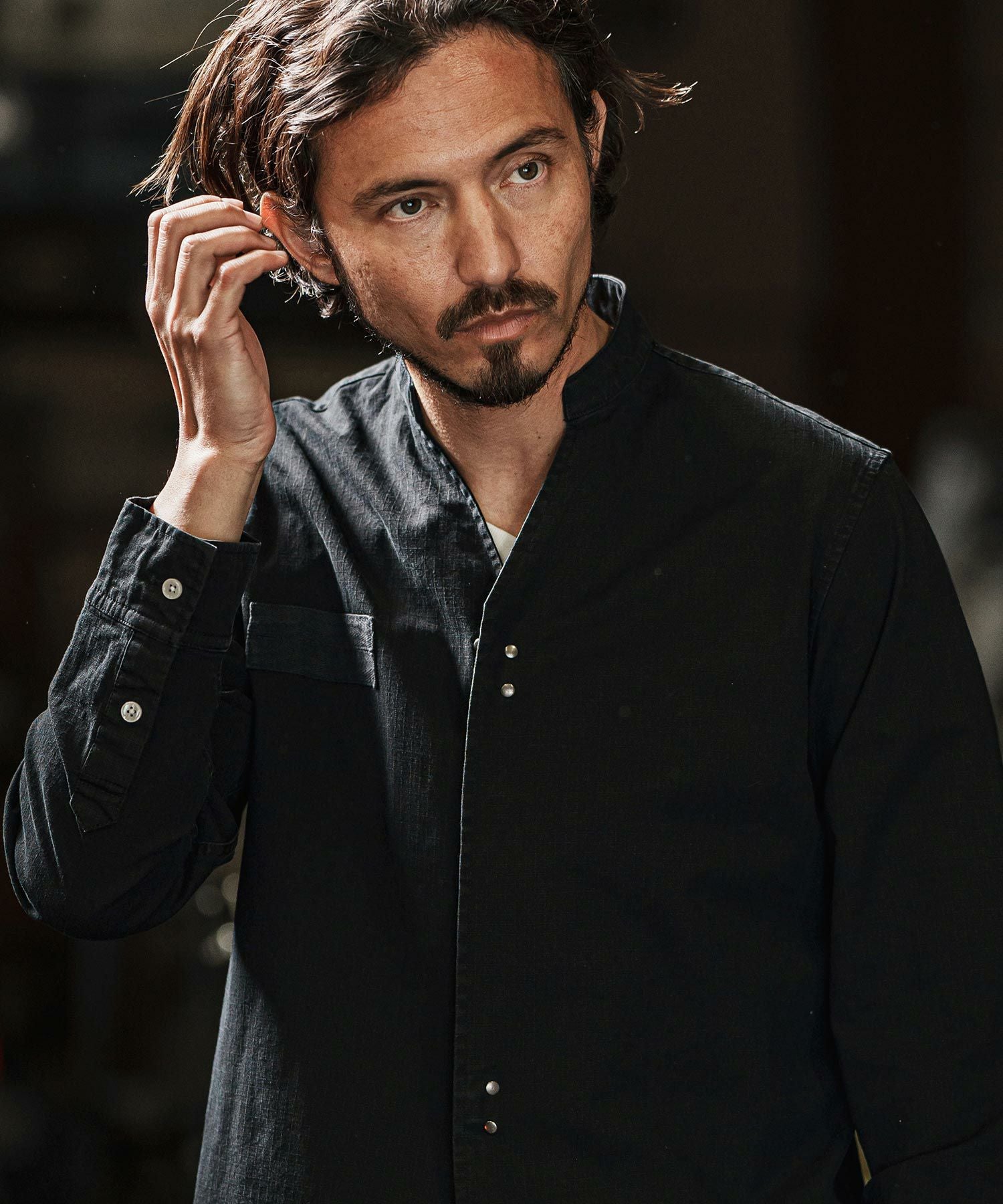 50%OFF【wjk reluxe】ripstop no collar hook shirts ノーカラーフック