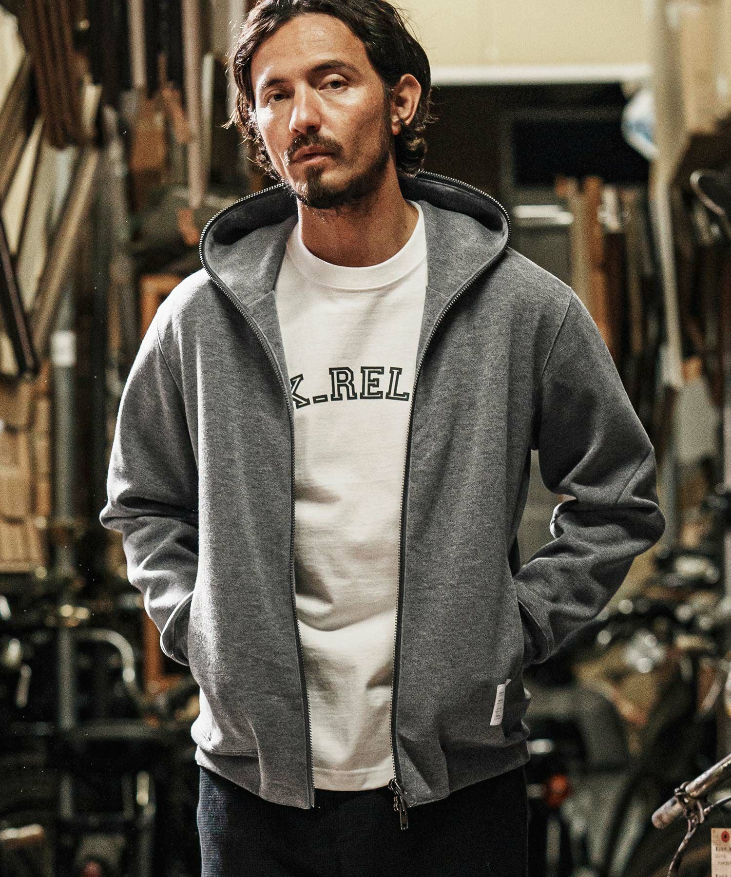 50%OFF【wjk reluxe】cardboard knit zip up hoodie ジップパーカー