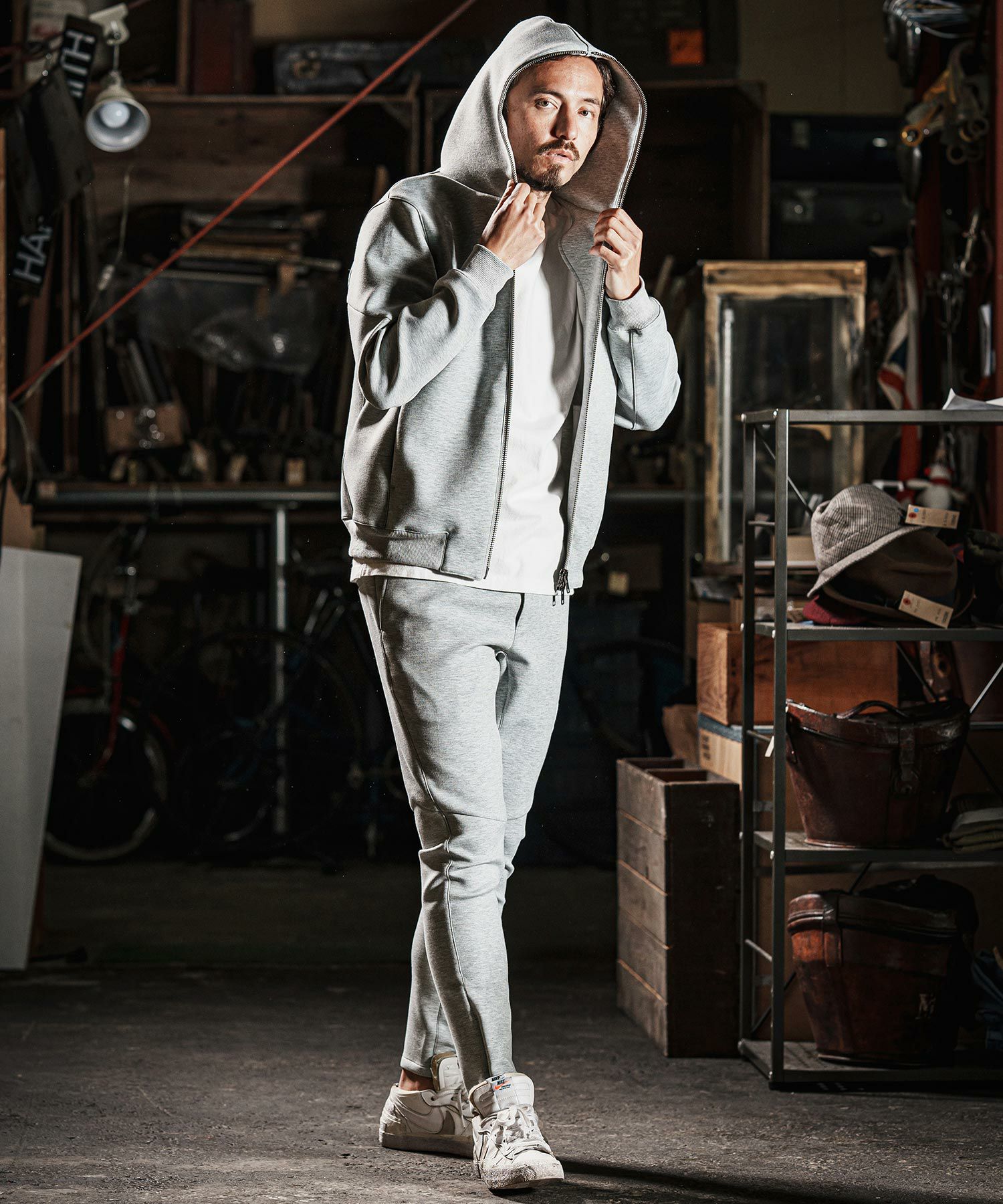 50%OFF【wjk reluxe】cardboard knit zip up hoodie ジップパーカー