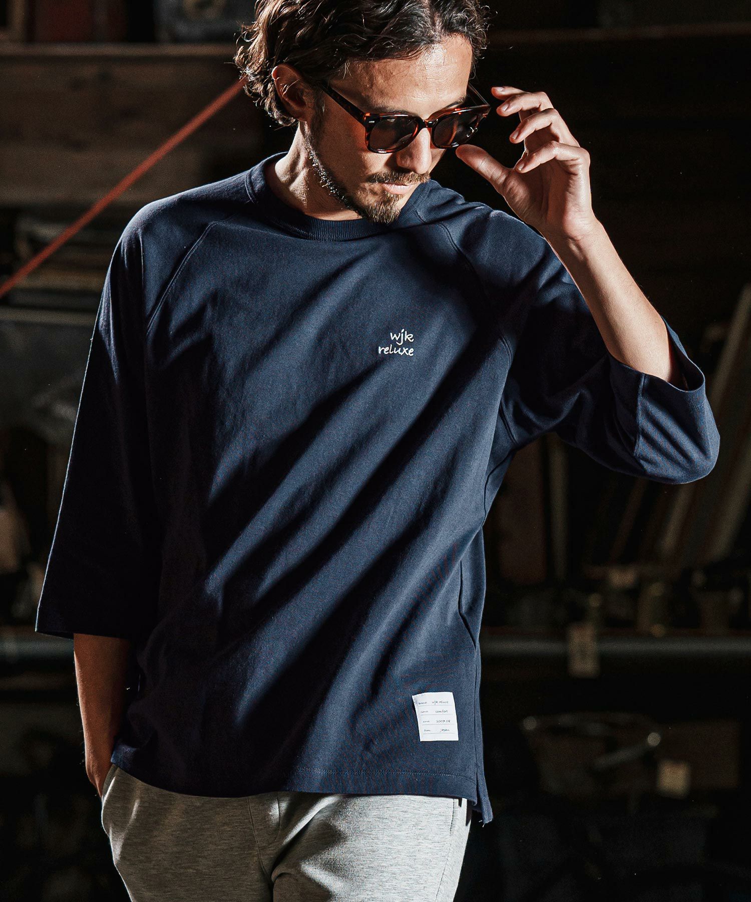 オリジナルT縫い付けタイプ wjk reluxe】embroidery 3-4 sleeve cut sew 7分袖Tシャツ(WR25S-28