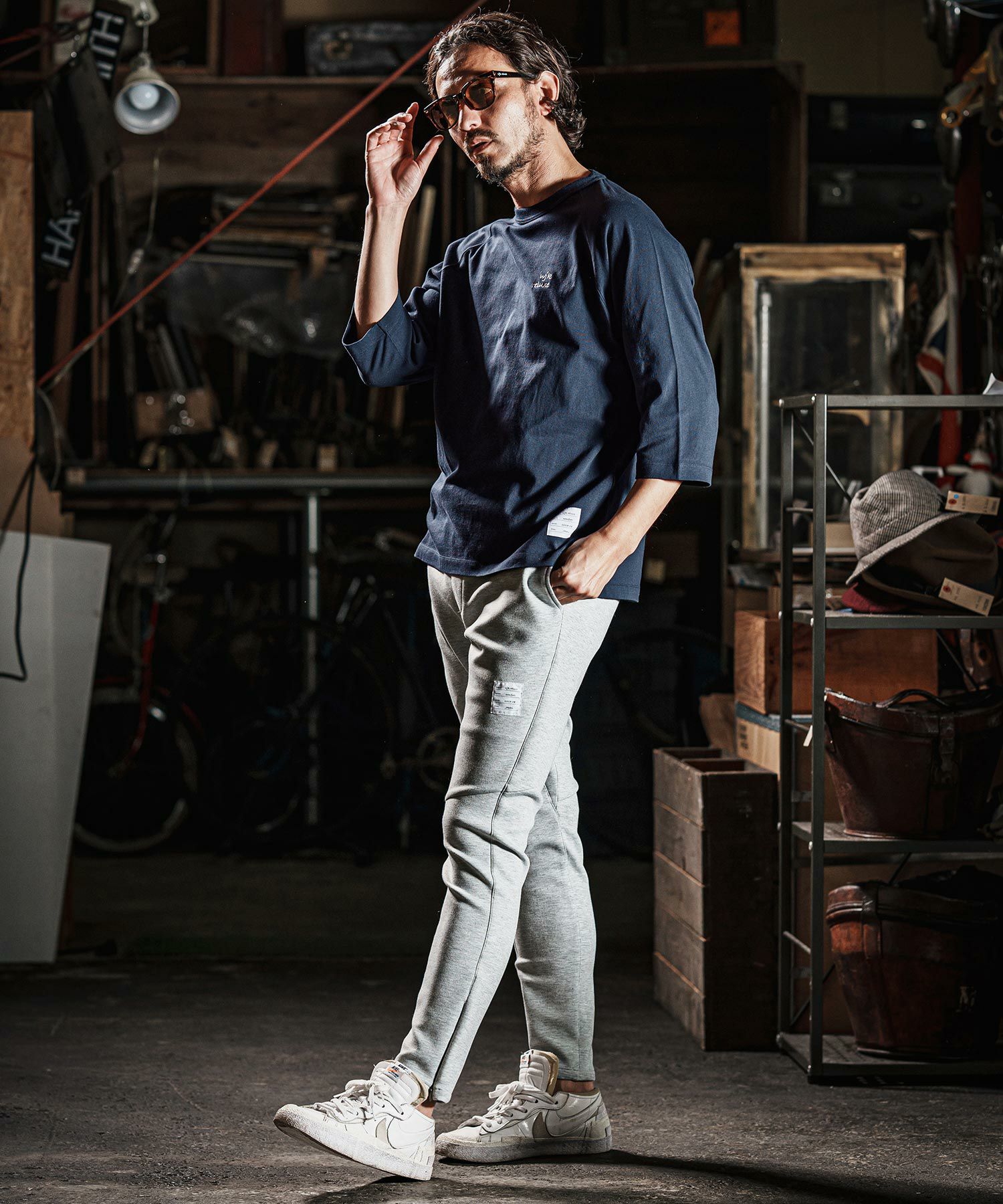 wjk reluxe】embroidery 3-4 sleeve cut sew 7分袖Tシャツ(WR25S-28