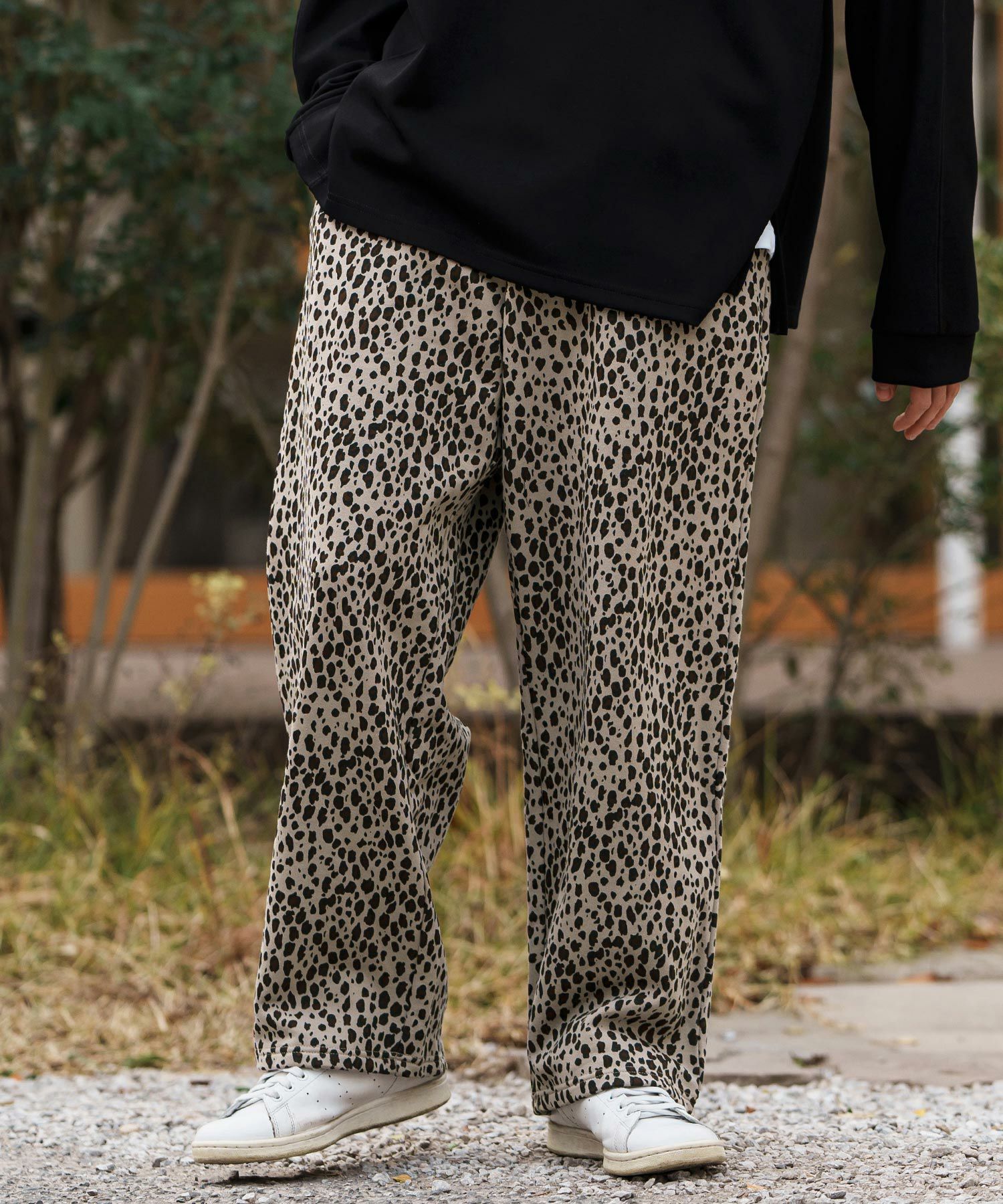 30%OFF【CAMBIO(カンビオ)】Leopard Wide Straight Sweat Pants 