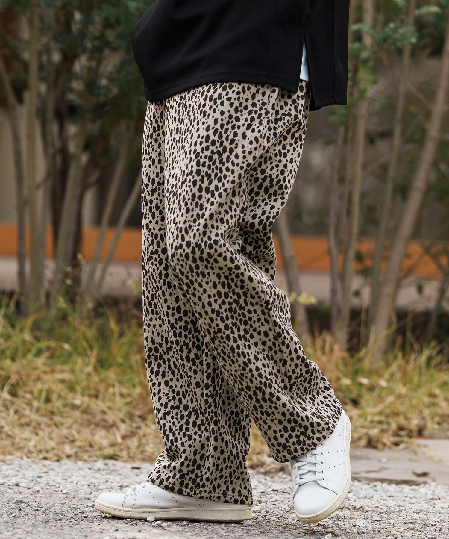 CAMBIO(カンビオ)】Leopard Wide Straight Sweat Pants スウェット