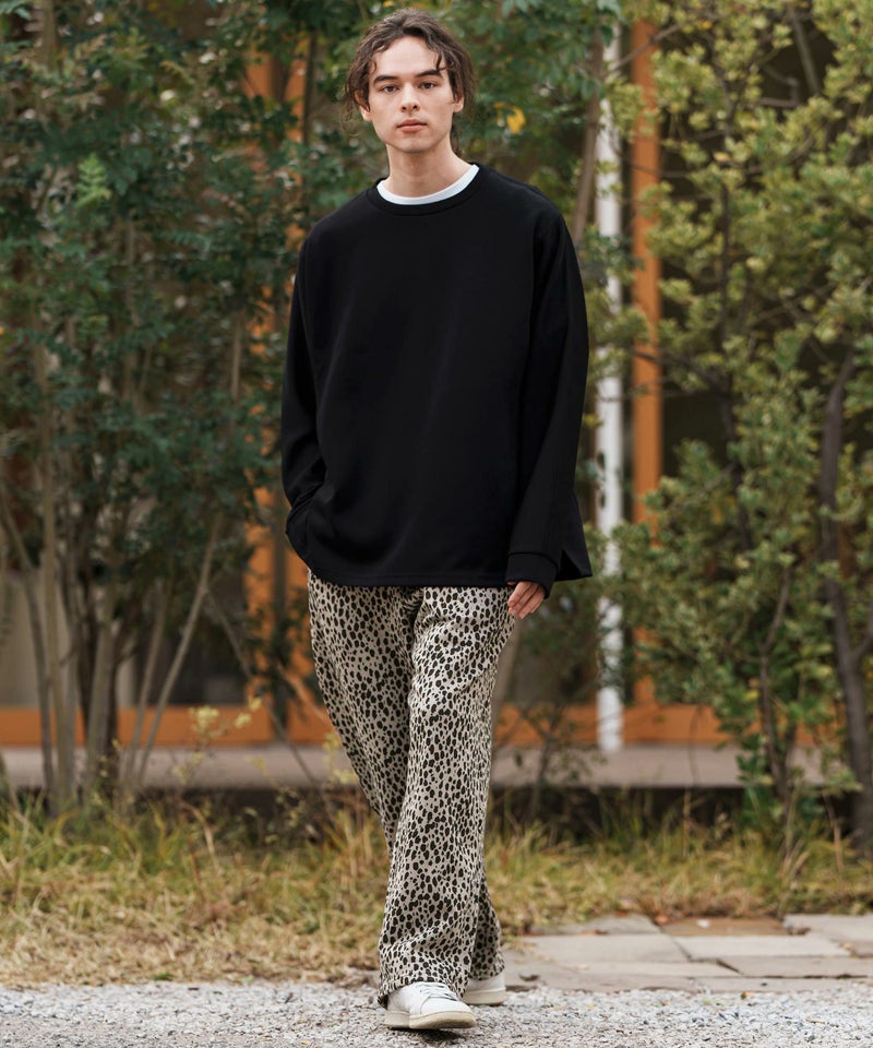 CAMBIO(カンビオ)】Leopard Wide Straight Sweat Pants スウェット 