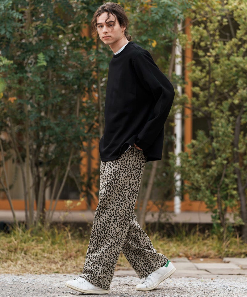 30%OFF【CAMBIO(カンビオ)】Leopard Wide Straight Sweat Pants 