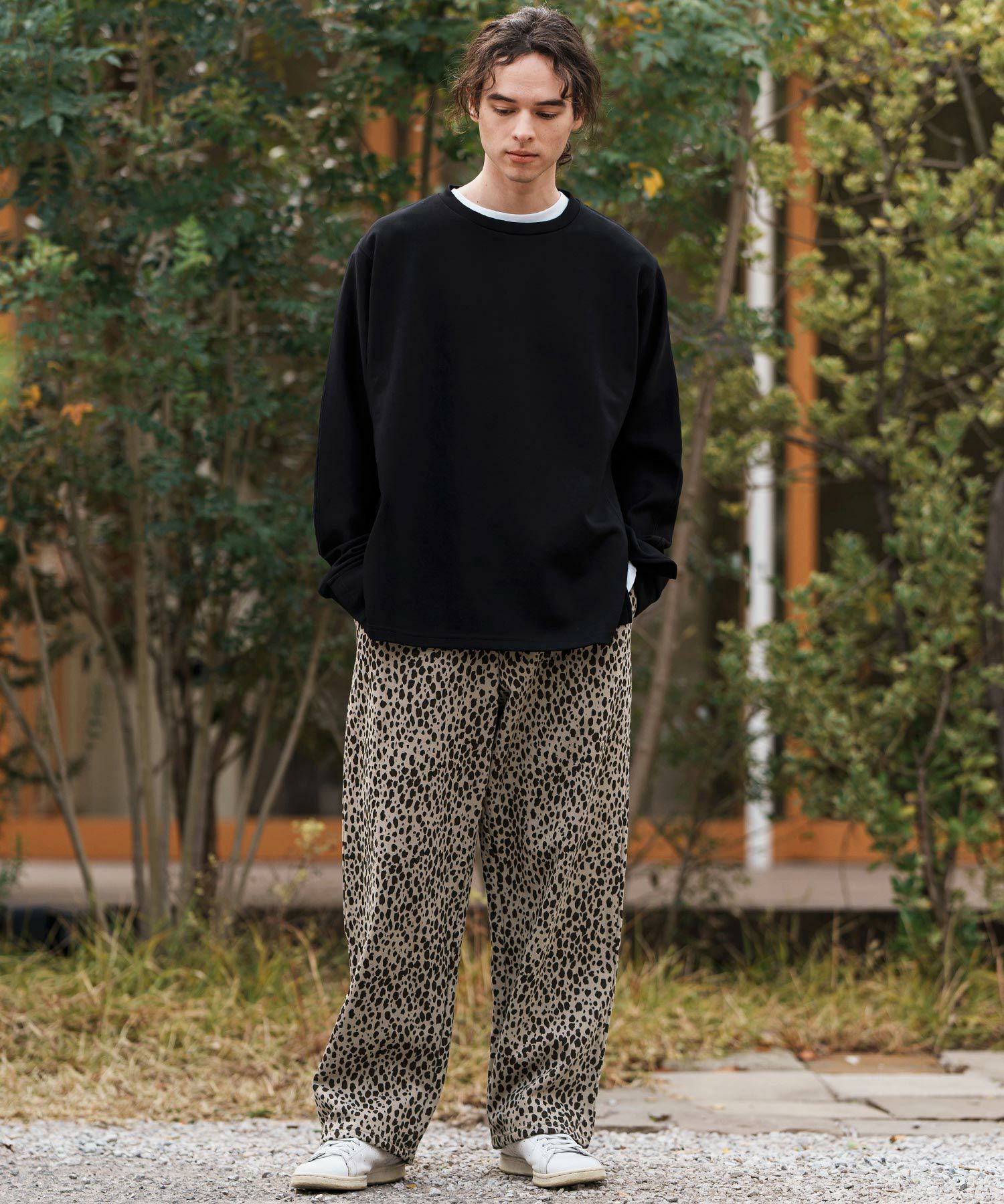 CAMBIO(カンビオ)】Leopard Wide Straight Sweat Pants スウェット