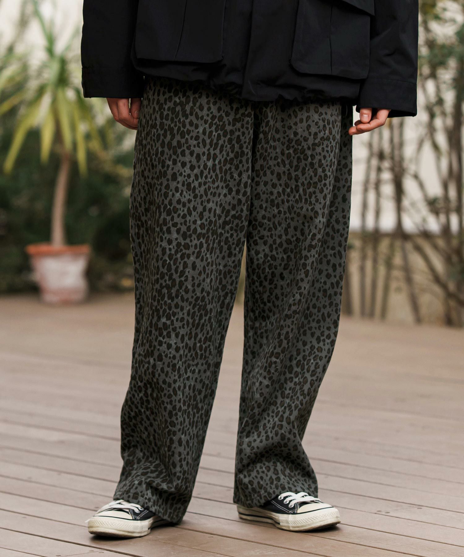 CAMBIO(カンビオ)】Leopard Wide Straight Sweat Pants スウェット