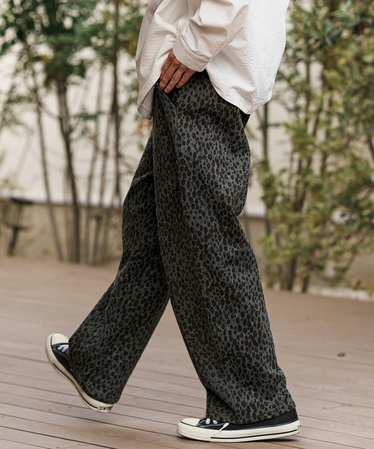 30%OFF【CAMBIO(カンビオ)】Leopard Wide Straight Sweat Pants