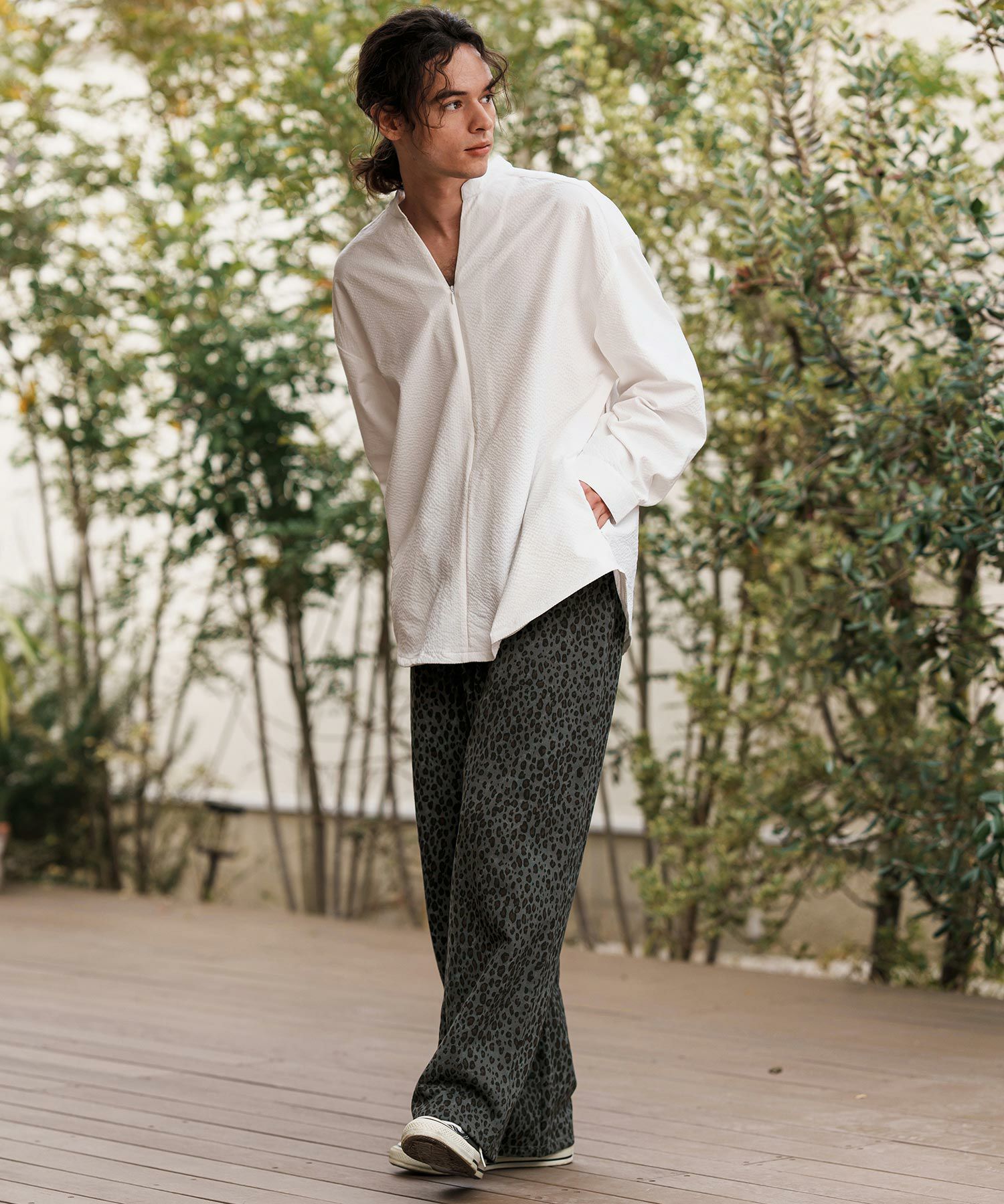 CAMBIO(カンビオ)】Leopard Wide Straight Sweat Pants スウェット