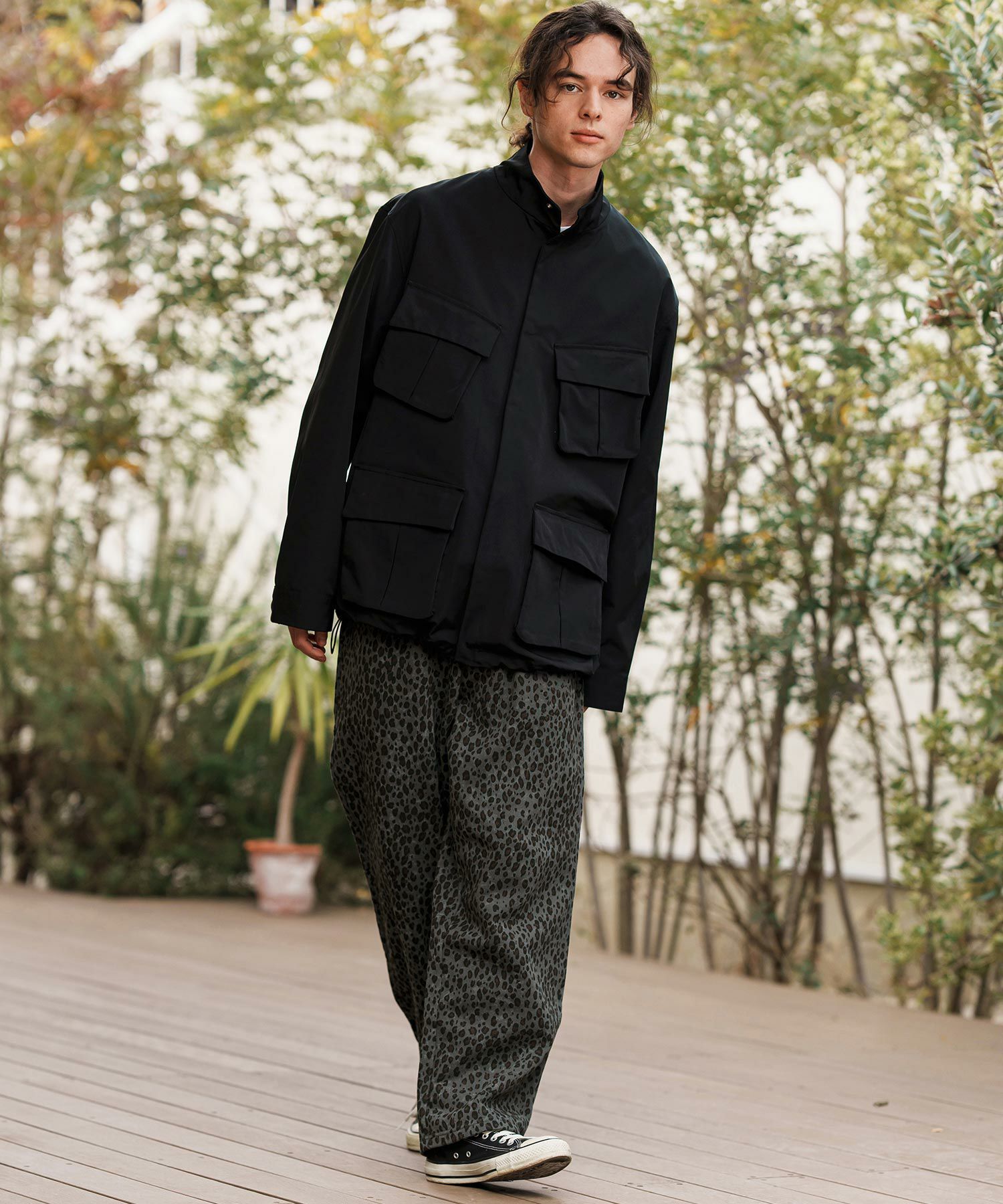 50%OFF【CAMBIO(カンビオ)】Leopard Wide Straight Sweat Pants